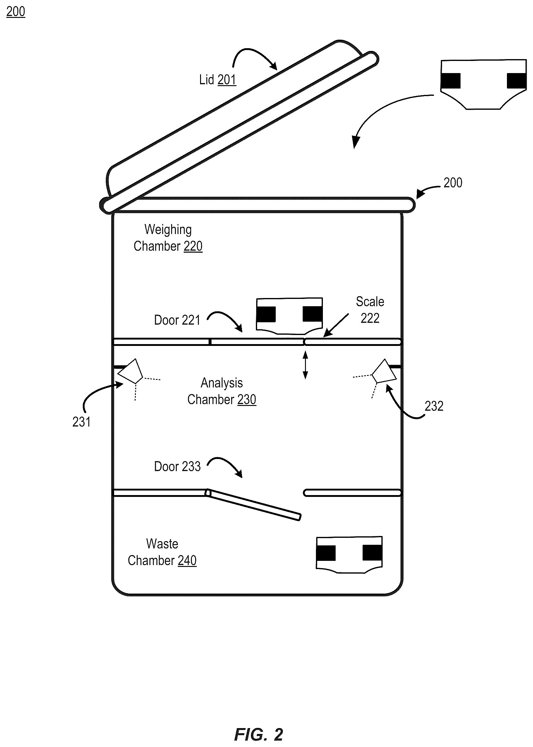 Patent US12297041 Figure 2 – Smart diaper pail