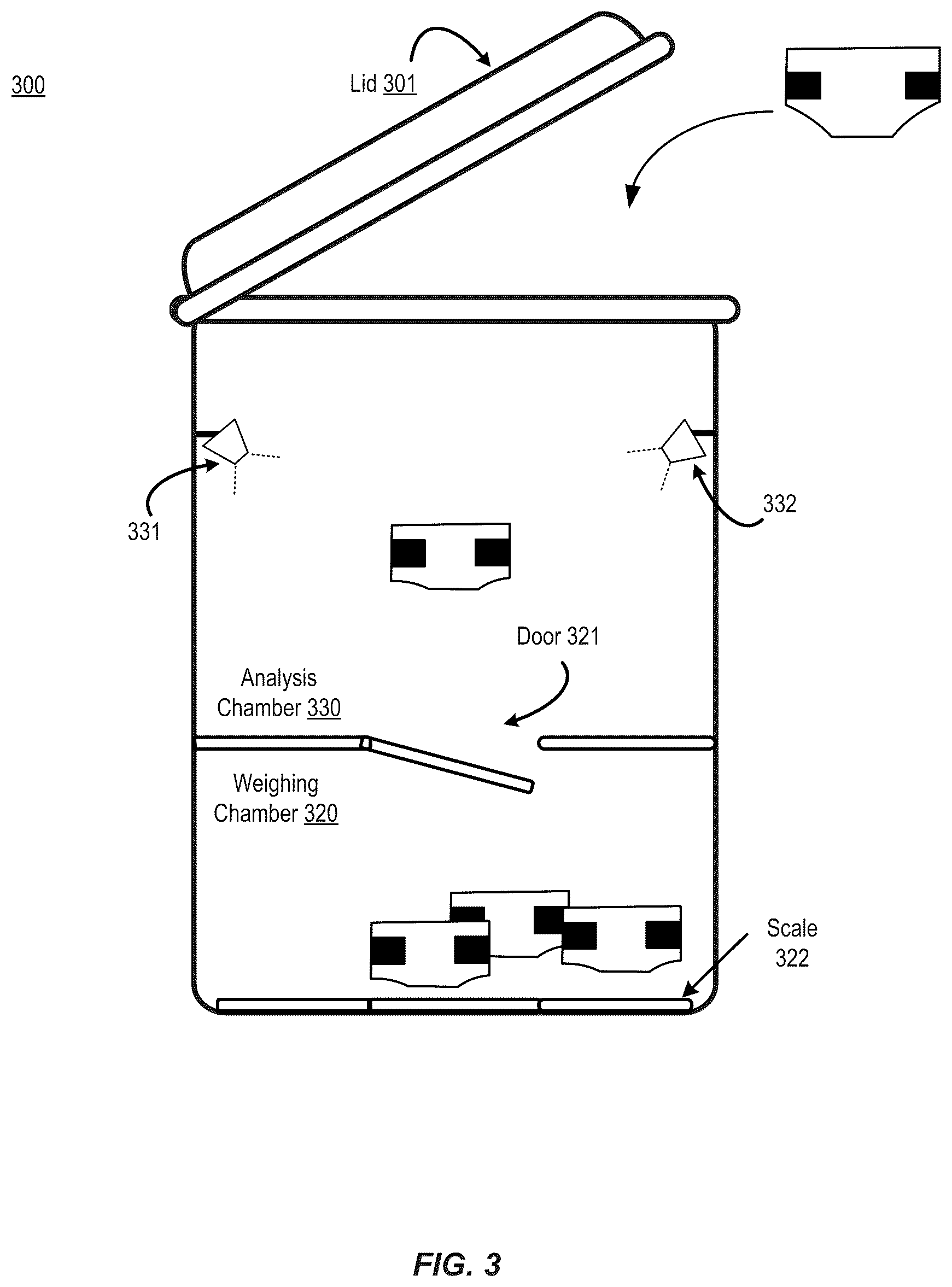 Patent US12297041 Figure 3 – Smart diaper pail