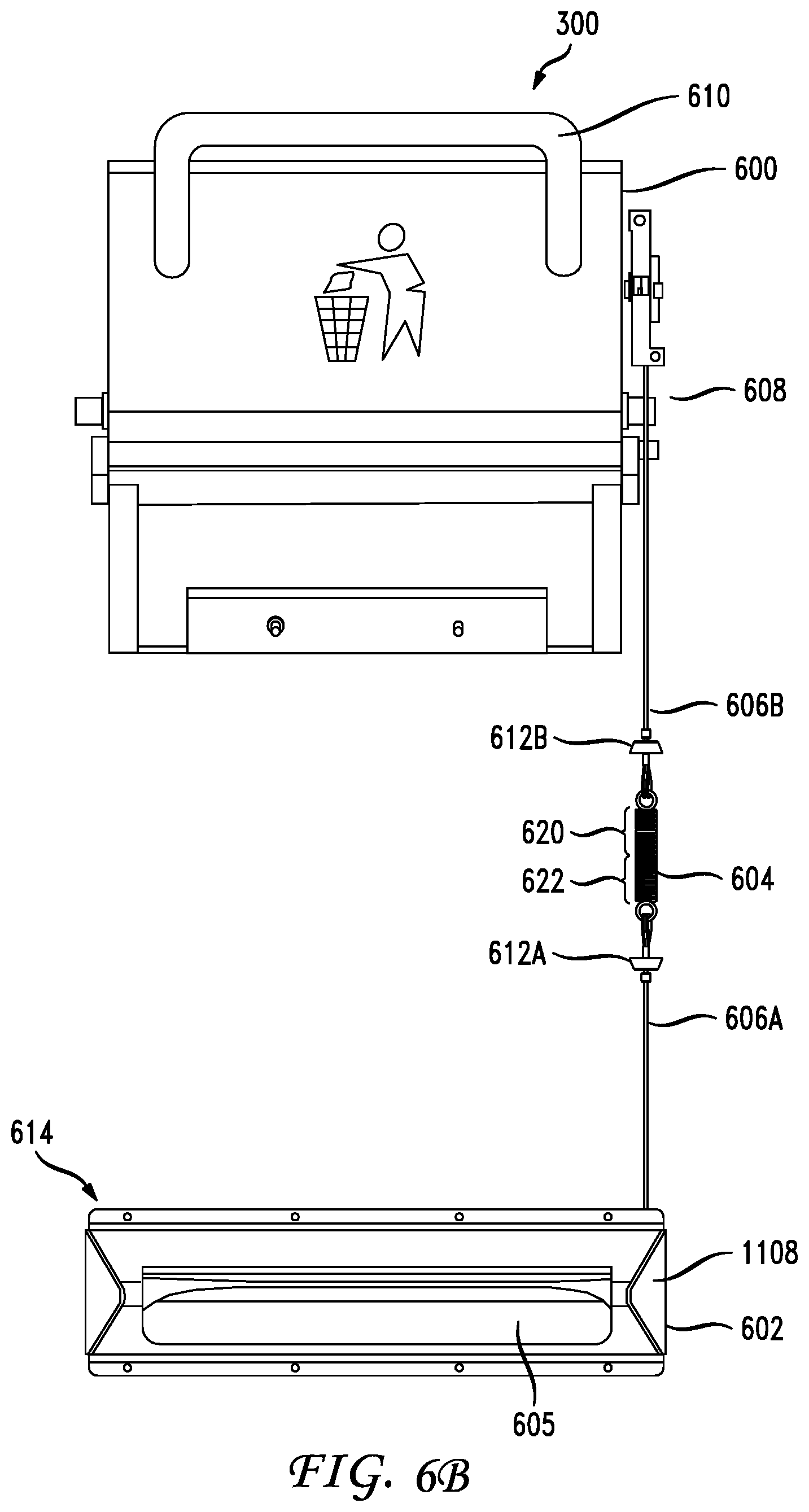 Patent US12297042 Figure 7 – Hands free storage receptacle