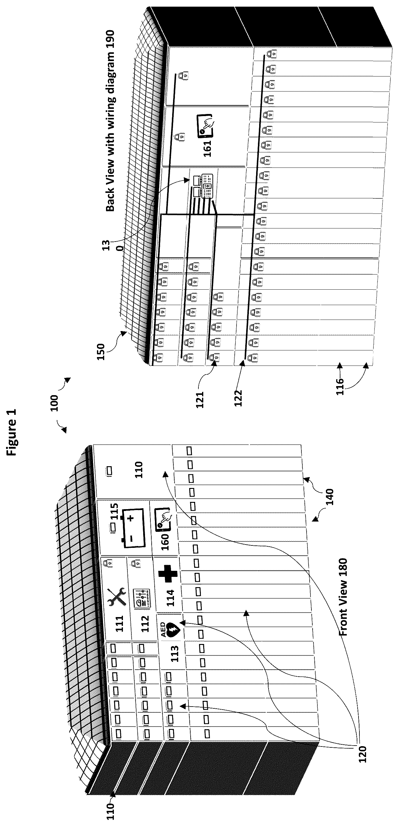 Patent US12297045 Figure 1 – Method and system for managing shareable storage of goods among users in a community