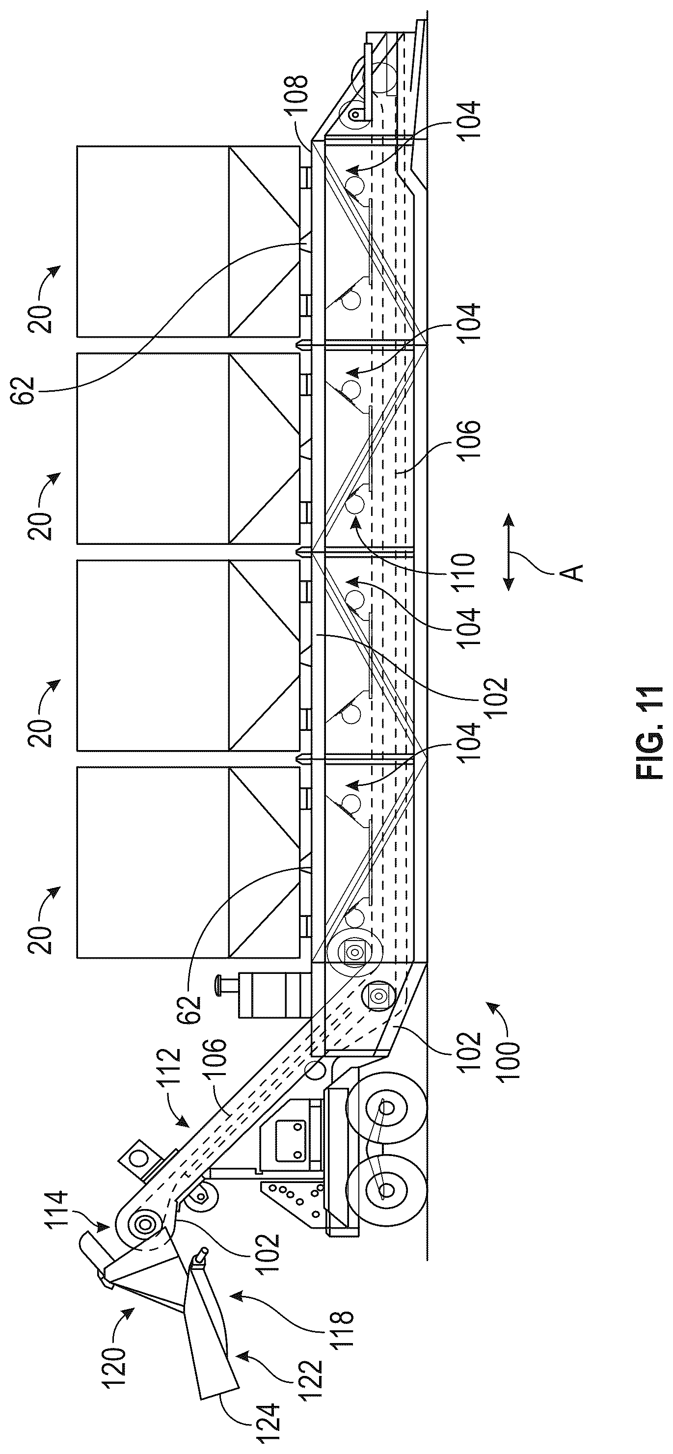 Patent US12297050 Figure 6 – System for storing, transporting and dispensing wet sand to a hydraulic fracturing operation at a well site