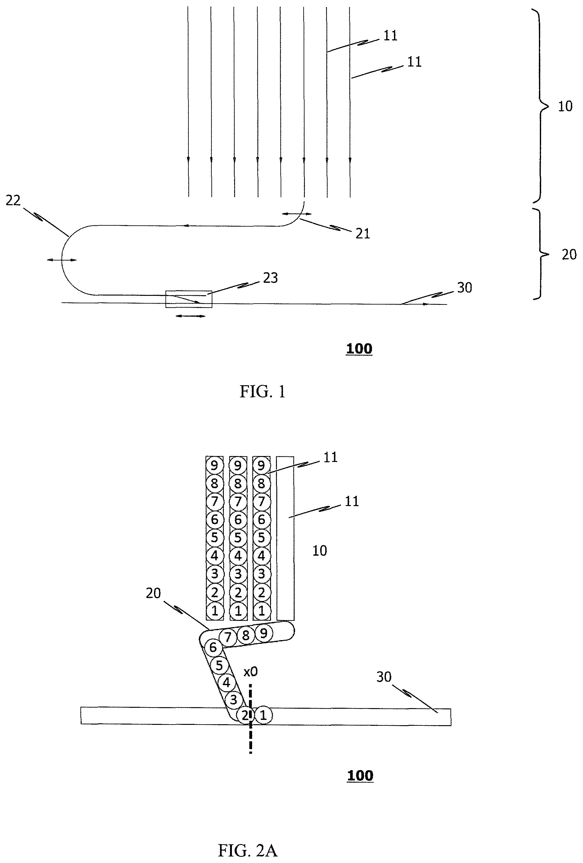 Patent US12297052 Figure 1 – Transfer device for an apparatus for continuously conveying items, and method for continuously conveying items