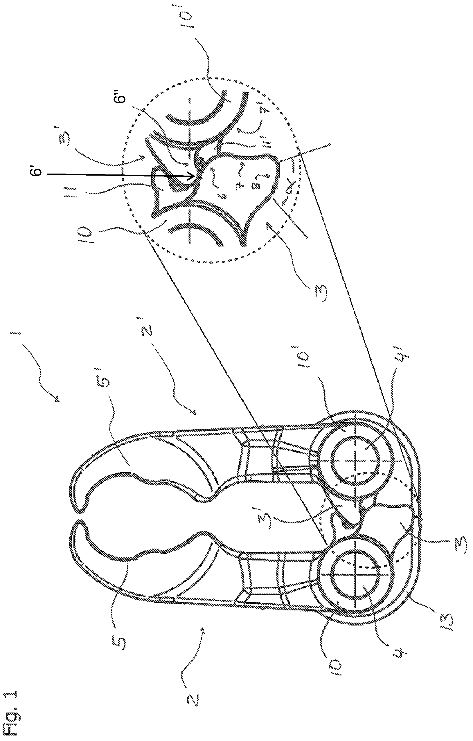 Patent US12297055 Figure 1 – Gripping device for gripping, retaining and guiding containers, and transporting apparatus having such a gripping device