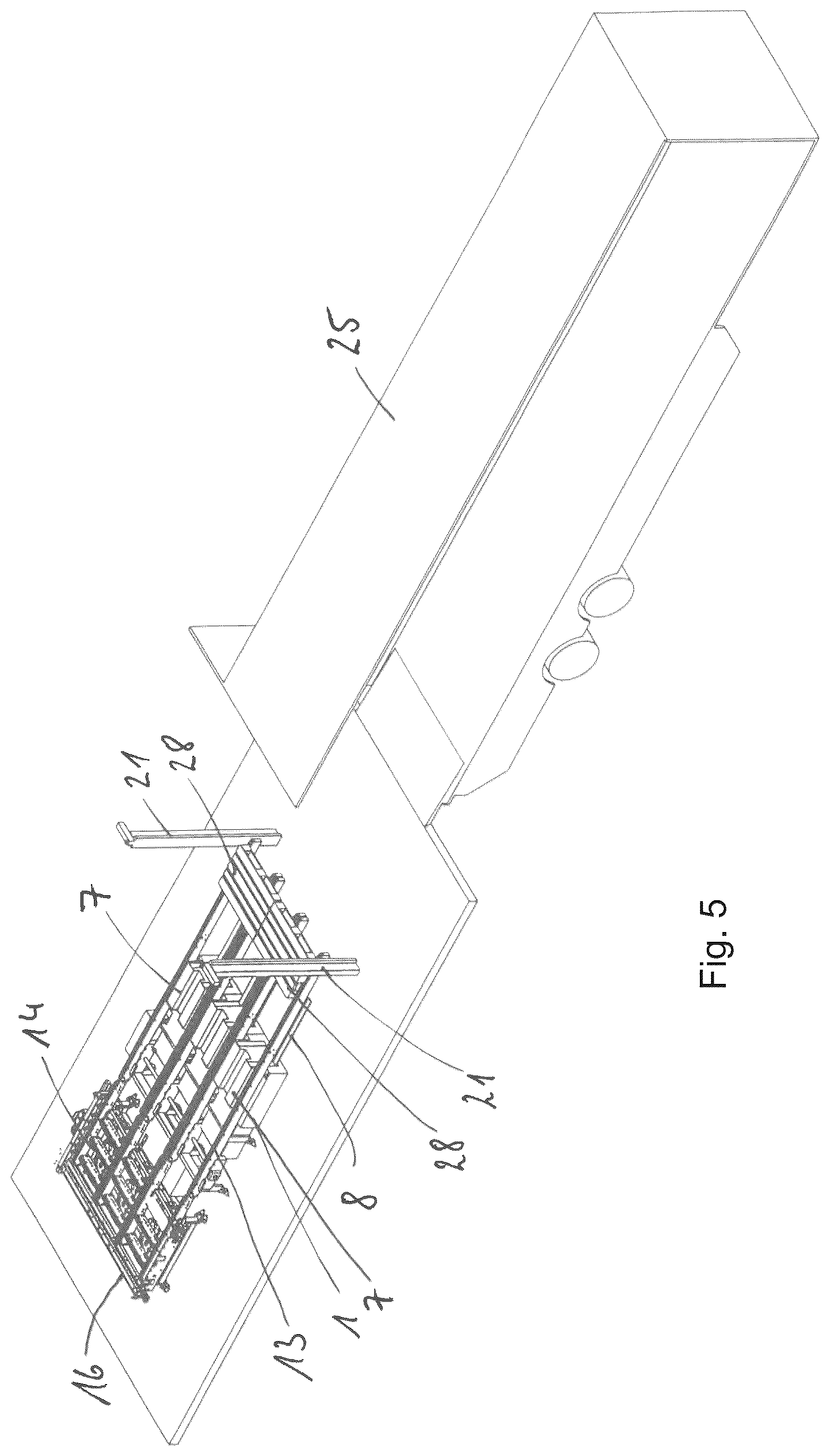 Patent US12297059 Figure 4 – Loading system for loading and unloading trucks with pallets in transverse direction