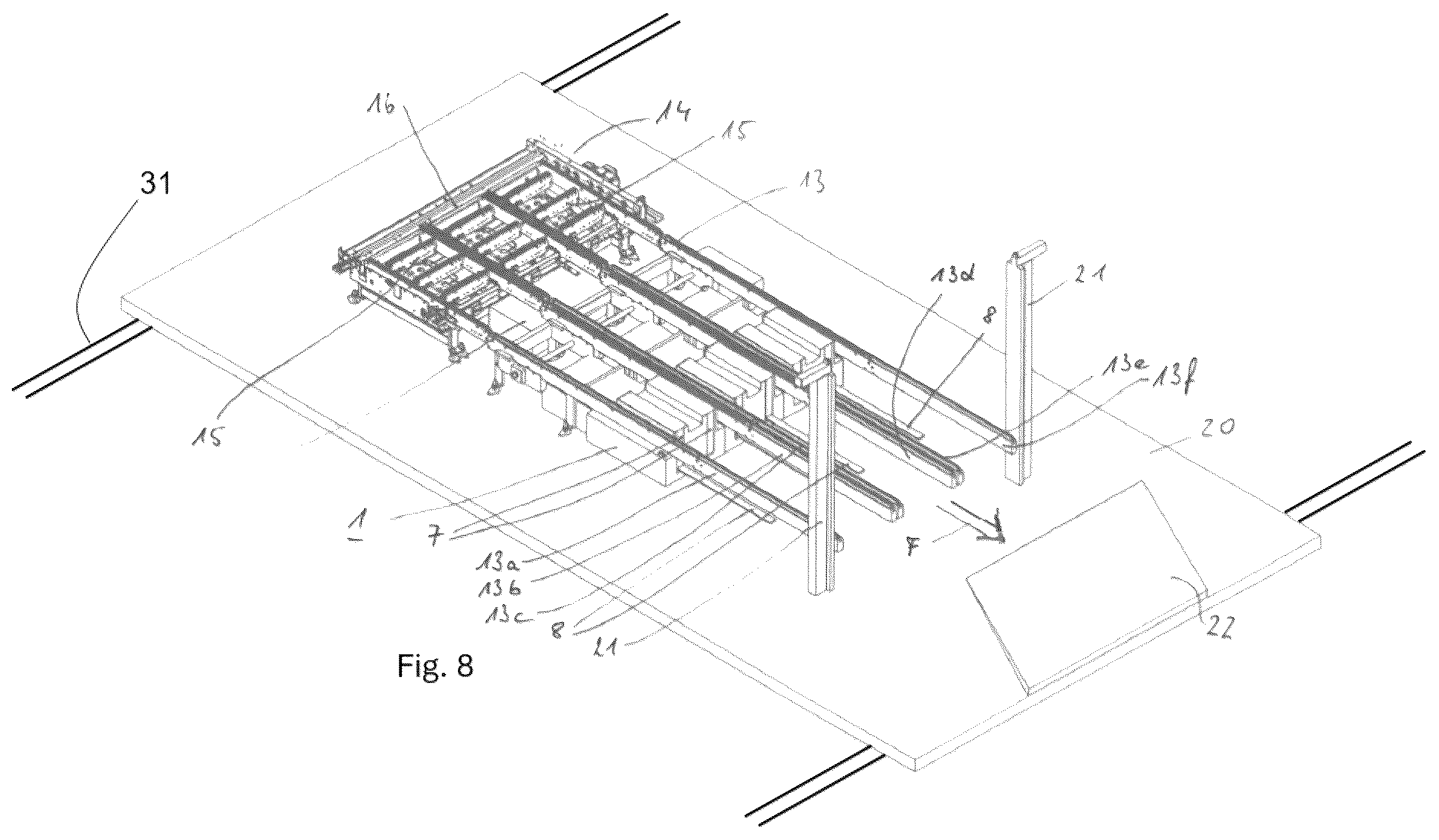 Patent US12297059 Figure 7 – Loading system for loading and unloading trucks with pallets in transverse direction