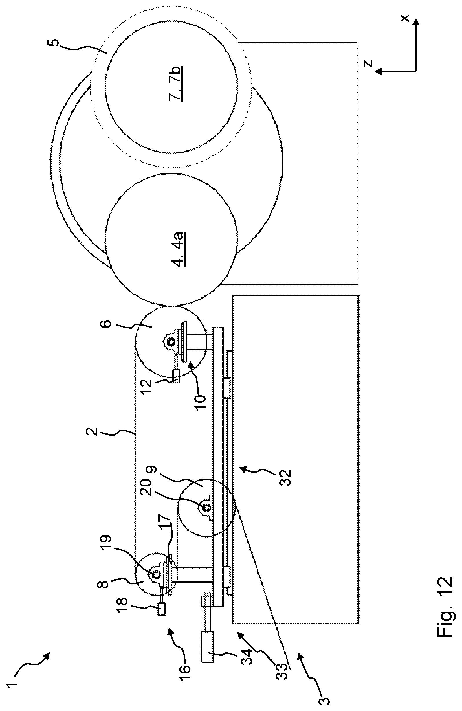 Patent US12297063 Figure 10 – Film winding system and assembly comprising a film stretching unit and such a film winding system