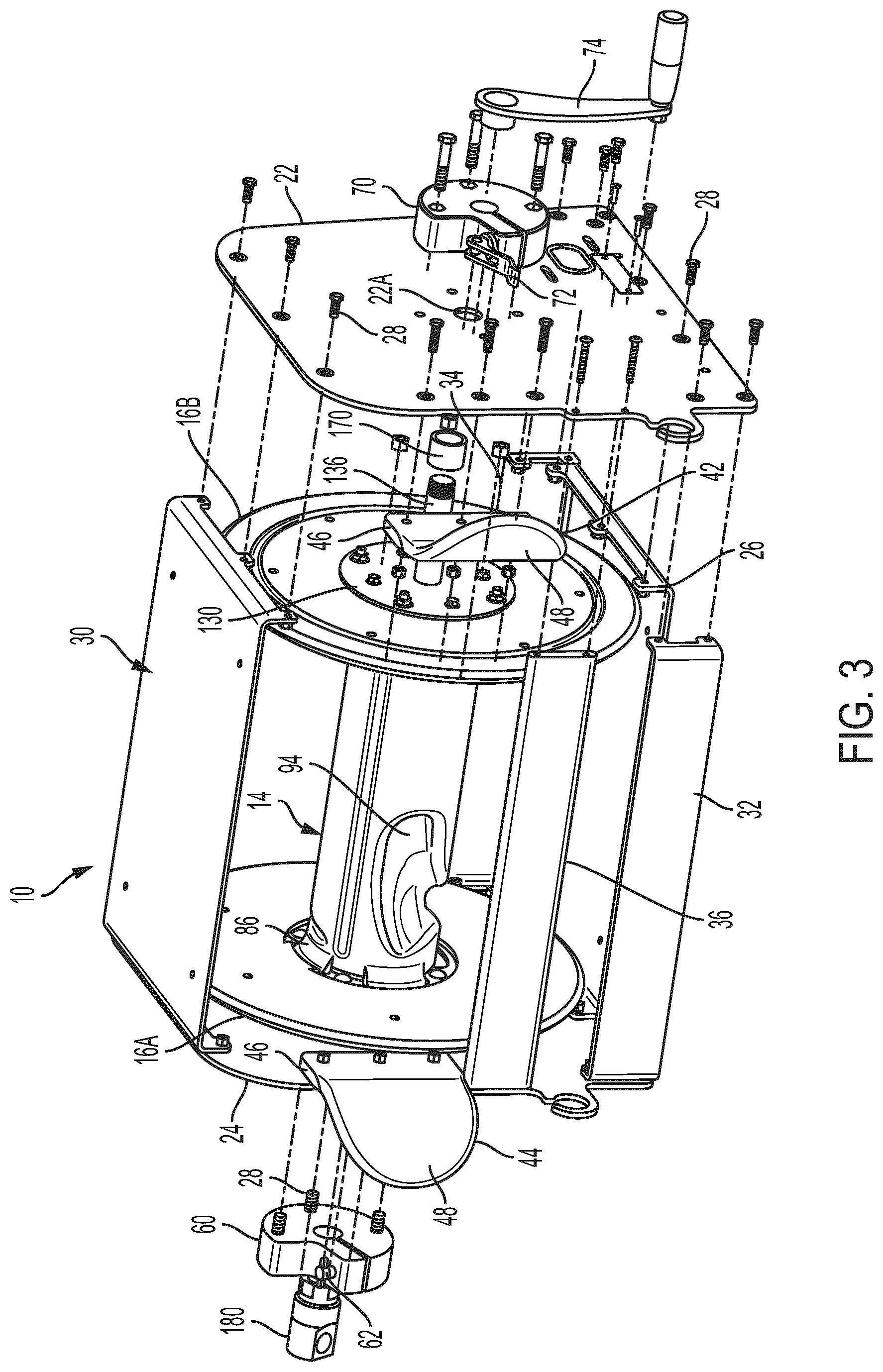 Patent US12297071 Figure 3 – Hose reel accumulator drum