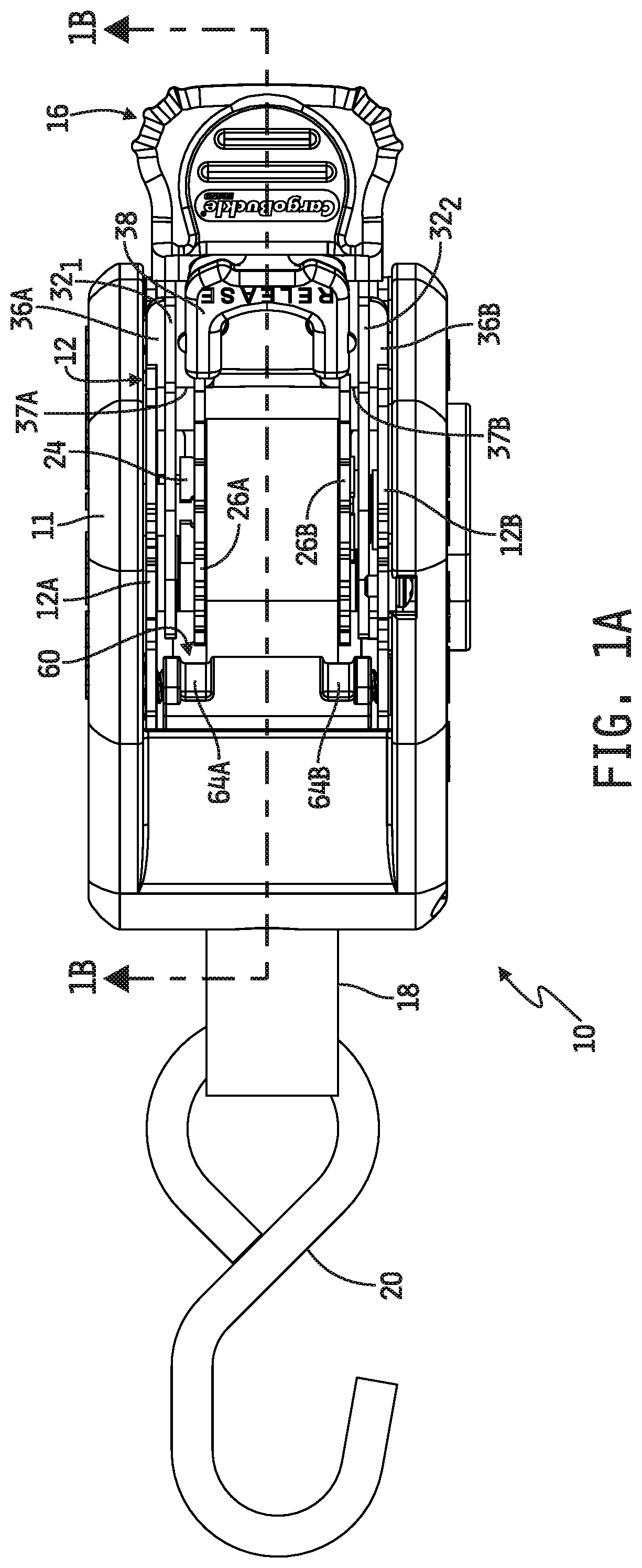 Patent US12297072 Figure 1 – Web retractor including web take-up prevention apparatus