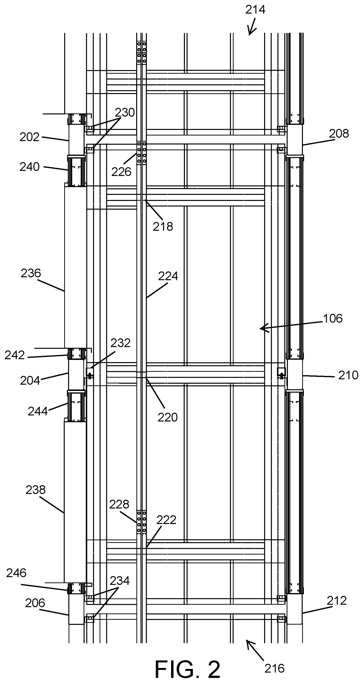 Patent US12297076 Figure 2 – Modular stairwell and elevator shaft system and method
