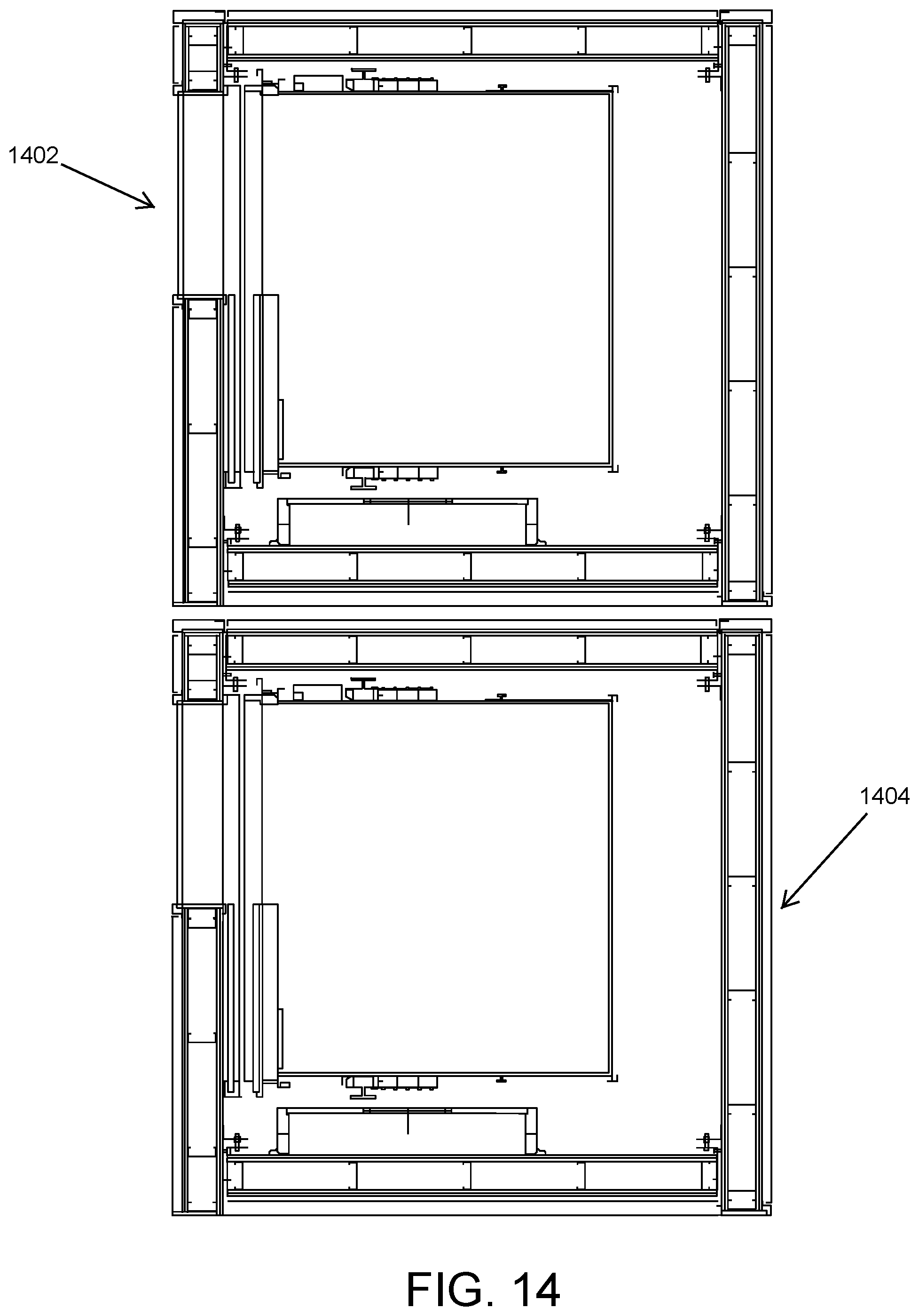 Patent US12297076 Figure 14 – Modular stairwell and elevator shaft system and method