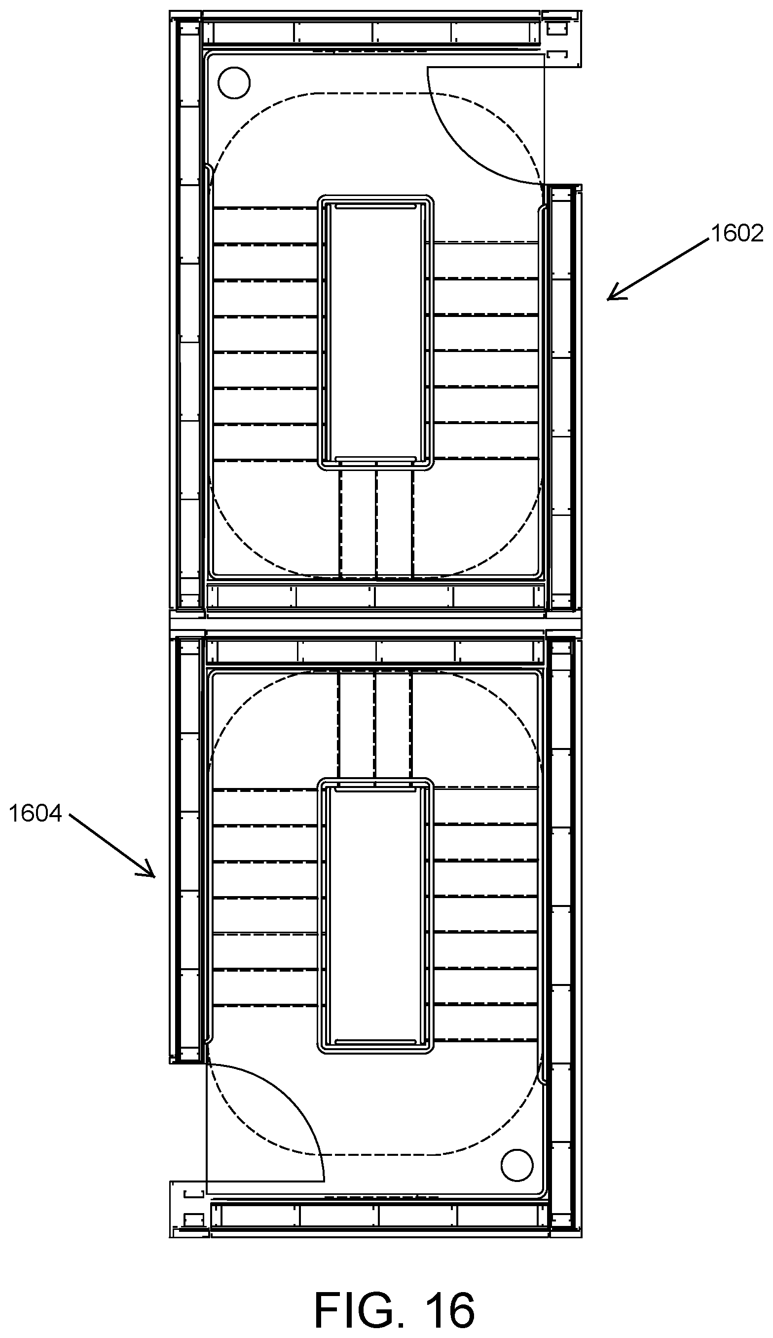Patent US12297076 Figure 16 – Modular stairwell and elevator shaft system and method