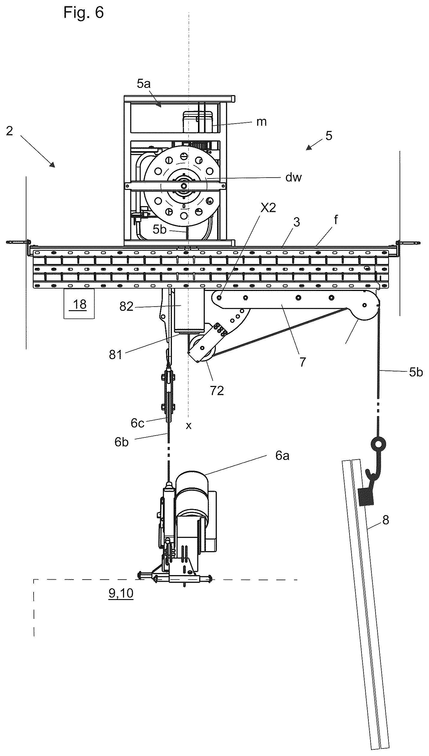 Patent US12297077 Figure 3 – Construction arrangement of an elevator