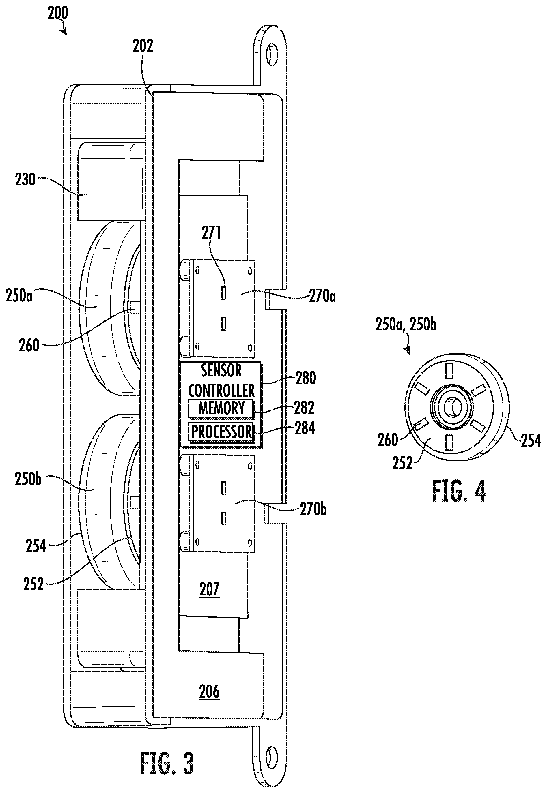 Patent US12297079 Figure 3 – Roller speed sensor with magnets and sensors