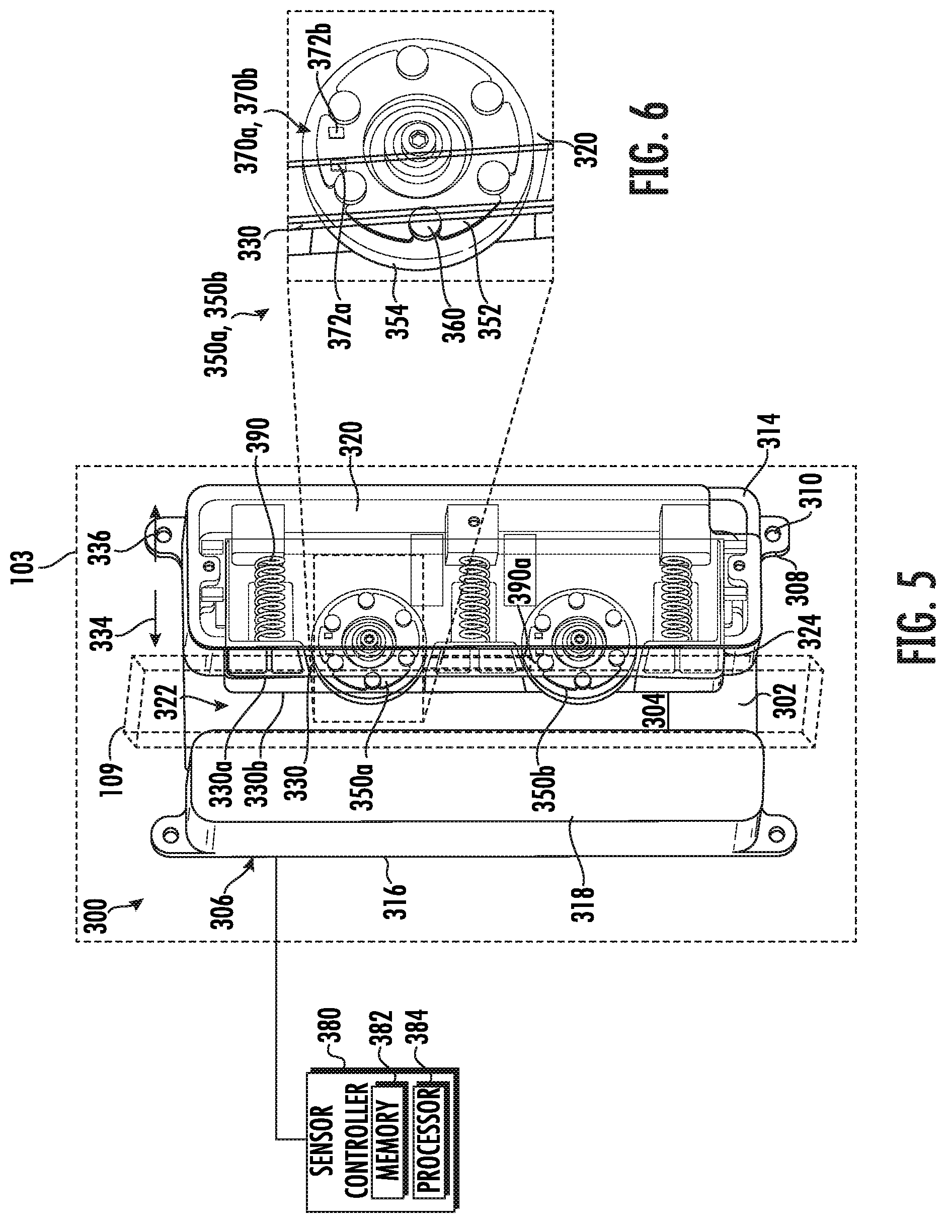 Patent US12297079 Figure 4 – Roller speed sensor with magnets and sensors