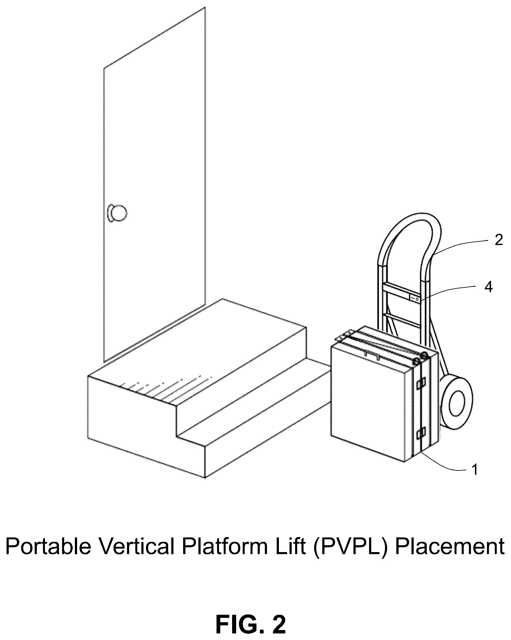 Patent US12297088 Figure 2 – Portable vertical platform lift