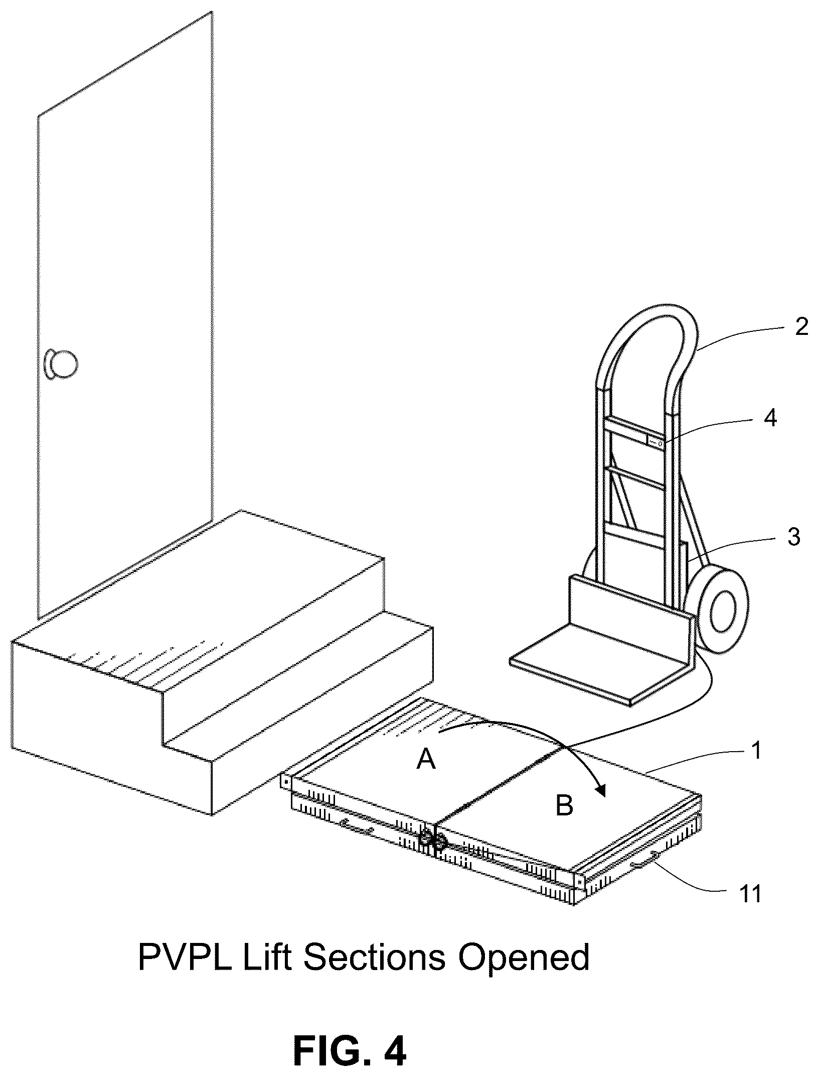 Patent US12297088 Figure 4 – Portable vertical platform lift