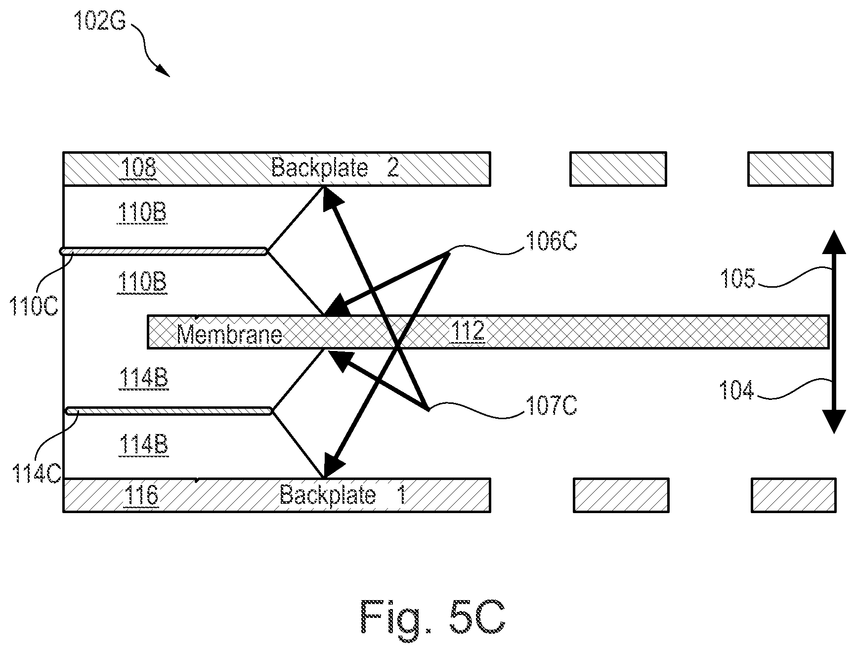Patent US12297102 Figure 9 – Membrane support for dual backplate transducers