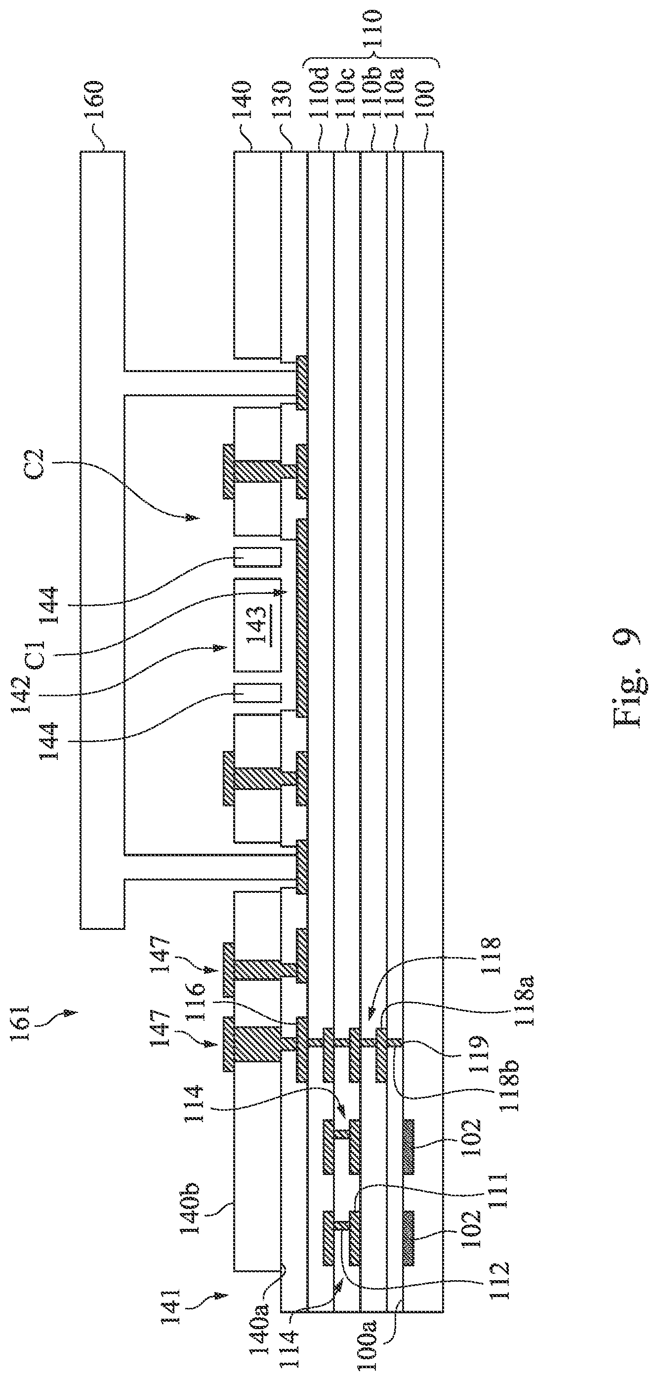 Patent US12297103 Figure 7 – Device for protecting FEOL element and BEOL element