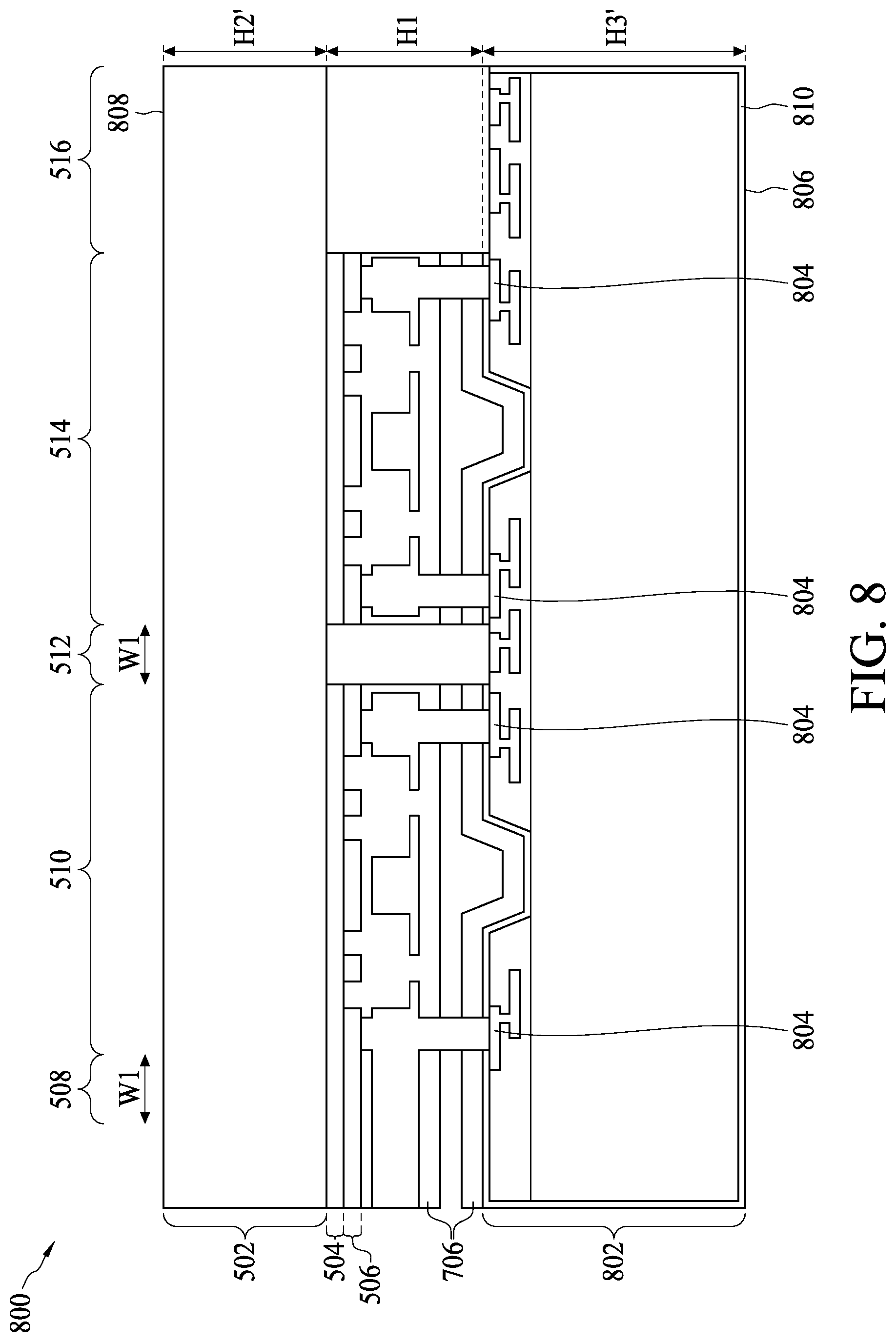 Patent US12297105 Figure 8 – Semiconductor structure including scribe line structures and method for fabricating the same