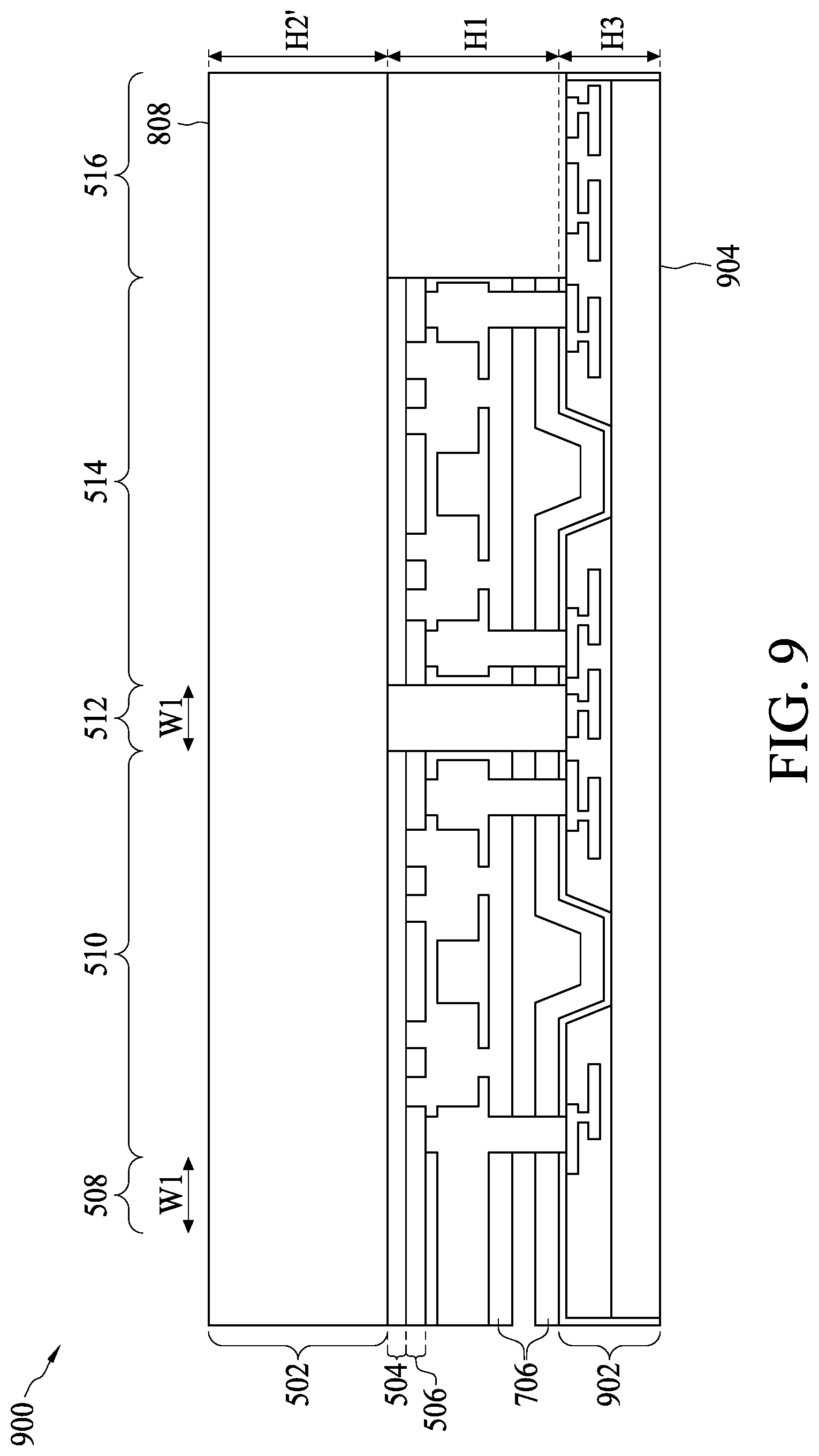 Patent US12297105 Figure 9 – Semiconductor structure including scribe line structures and method for fabricating the same