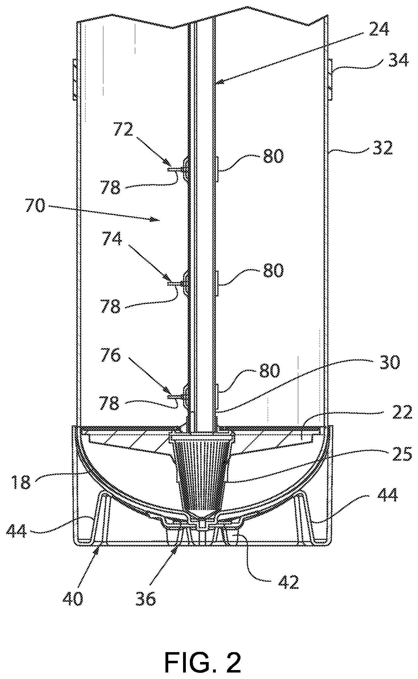Patent US12297129 Figure 2 – Water treatment tank with conductivity monitor