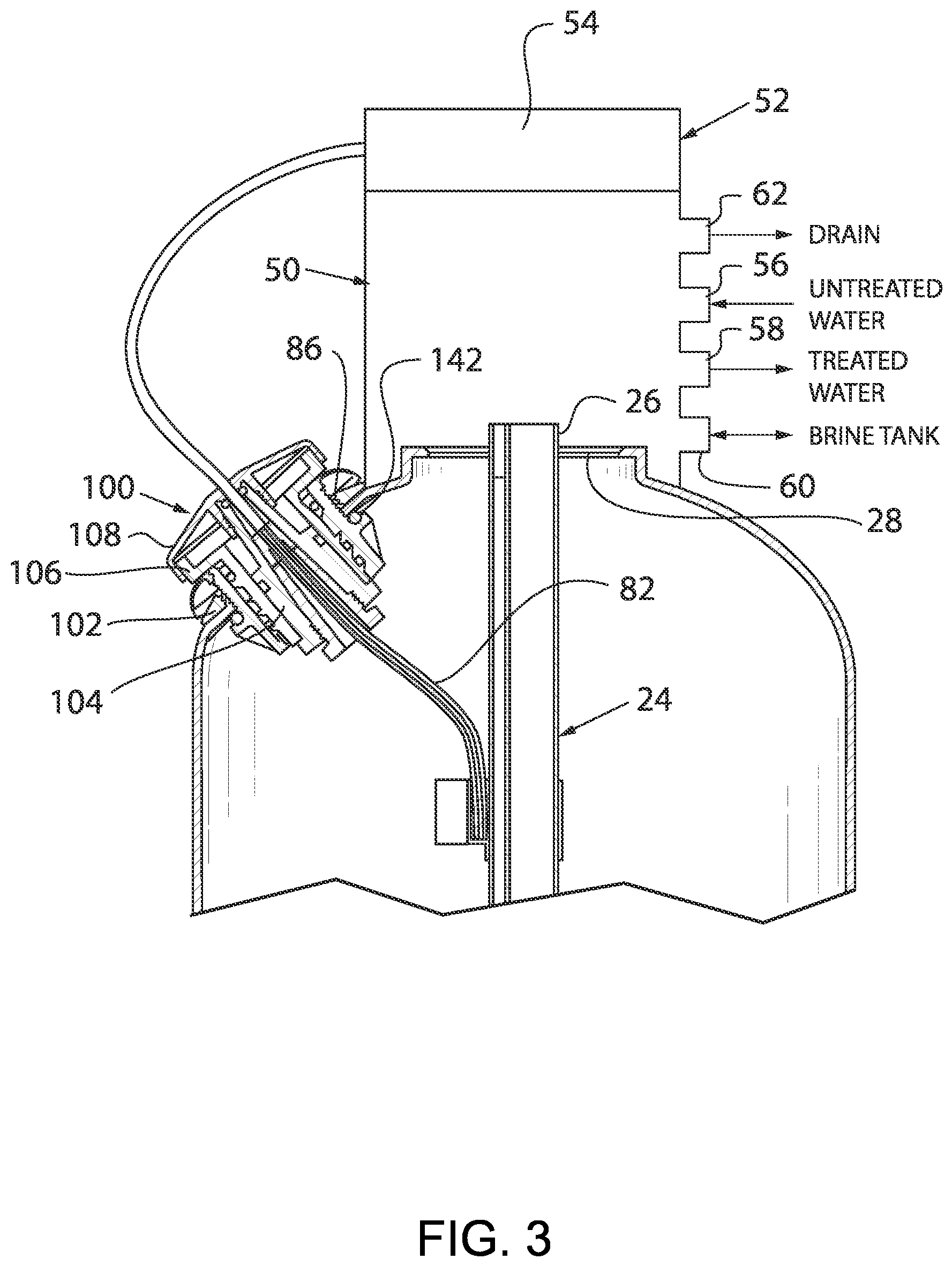Patent US12297129 Figure 3 – Water treatment tank with conductivity monitor