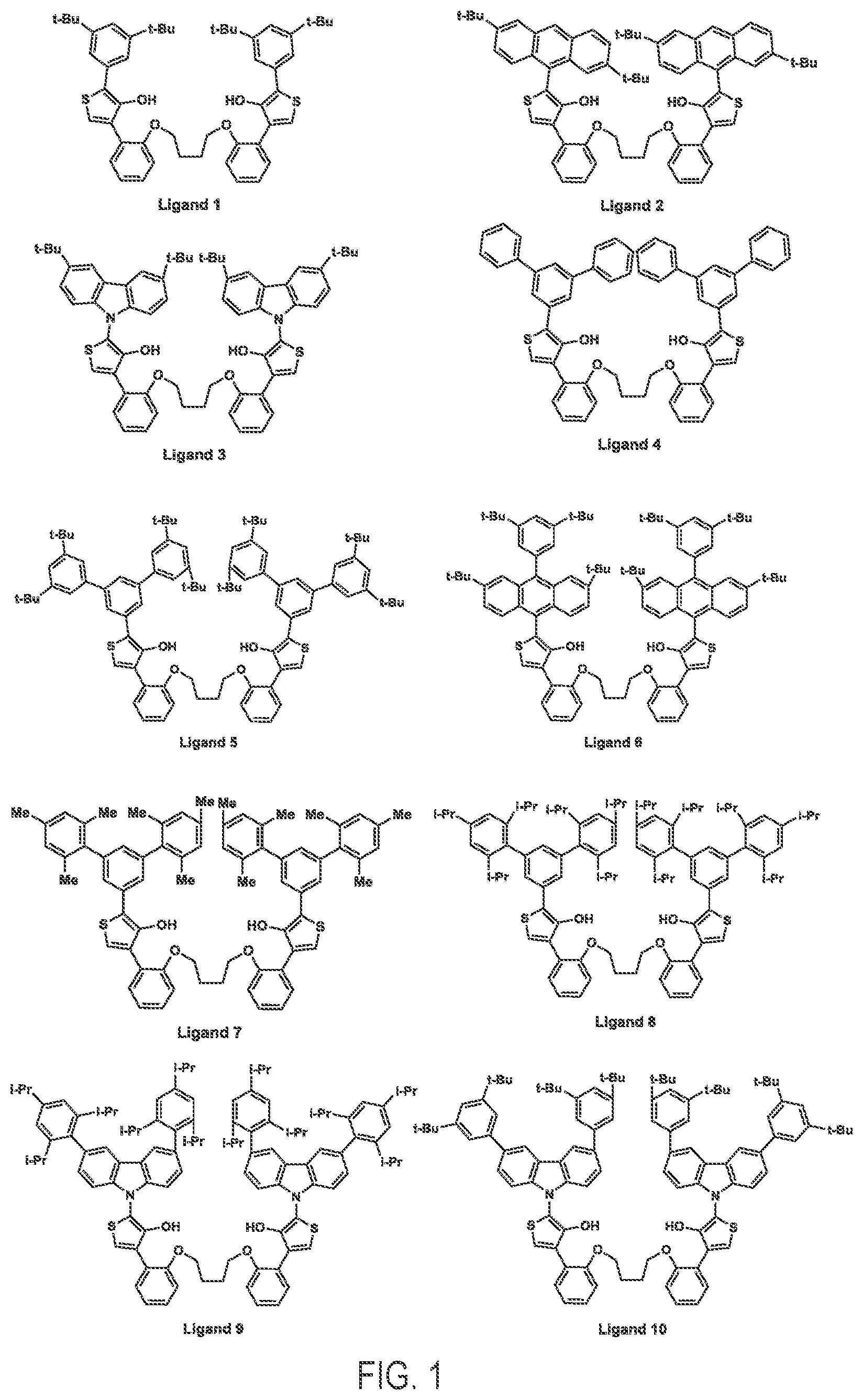 Patent US12297311 Figure 1 – Biaryl hydroxythiophene group IV transition metal polymerization with chain transfer capability