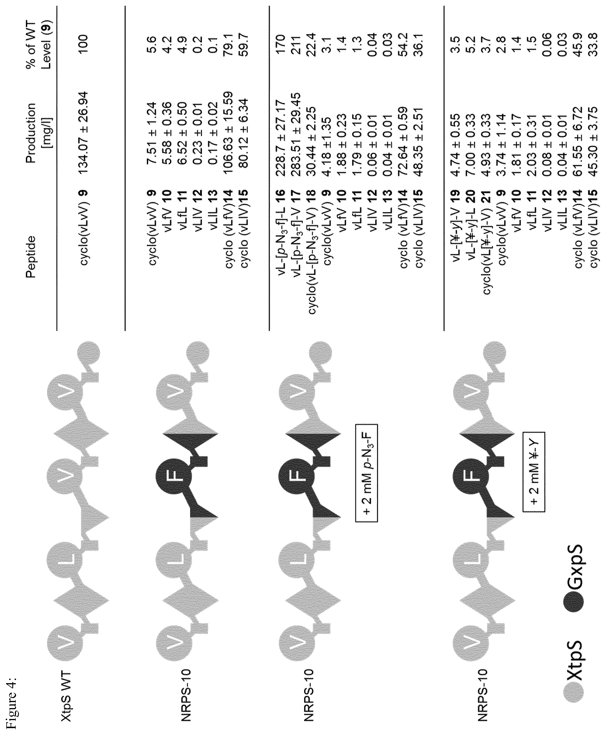 Patent US12297475 Figure 4 – System for the assembly and modification of non-ribosomal peptide synthases