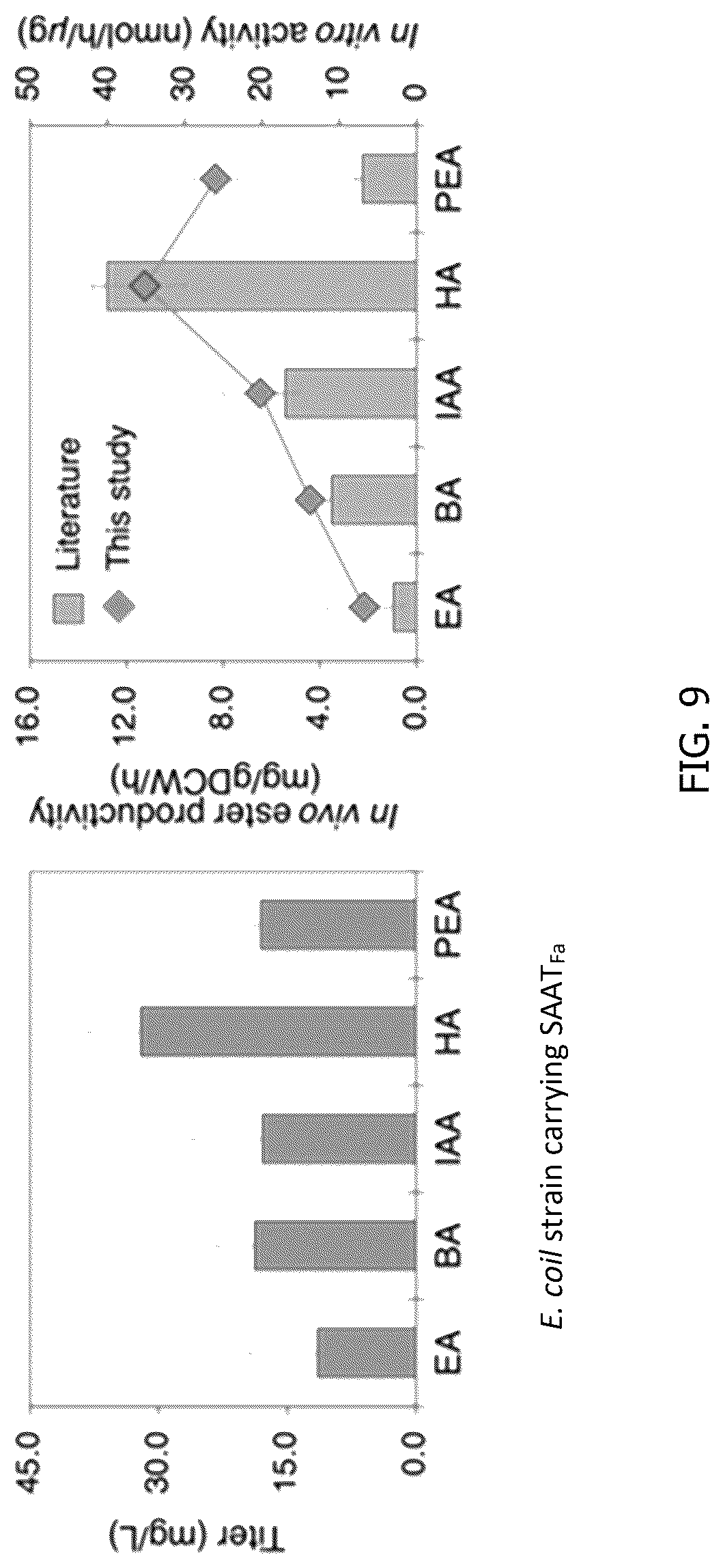 Patent US12297480 Figure 8 – Methods for producing designer esters and assessing alcohol acyltransferase specificity for ester biosynthesis