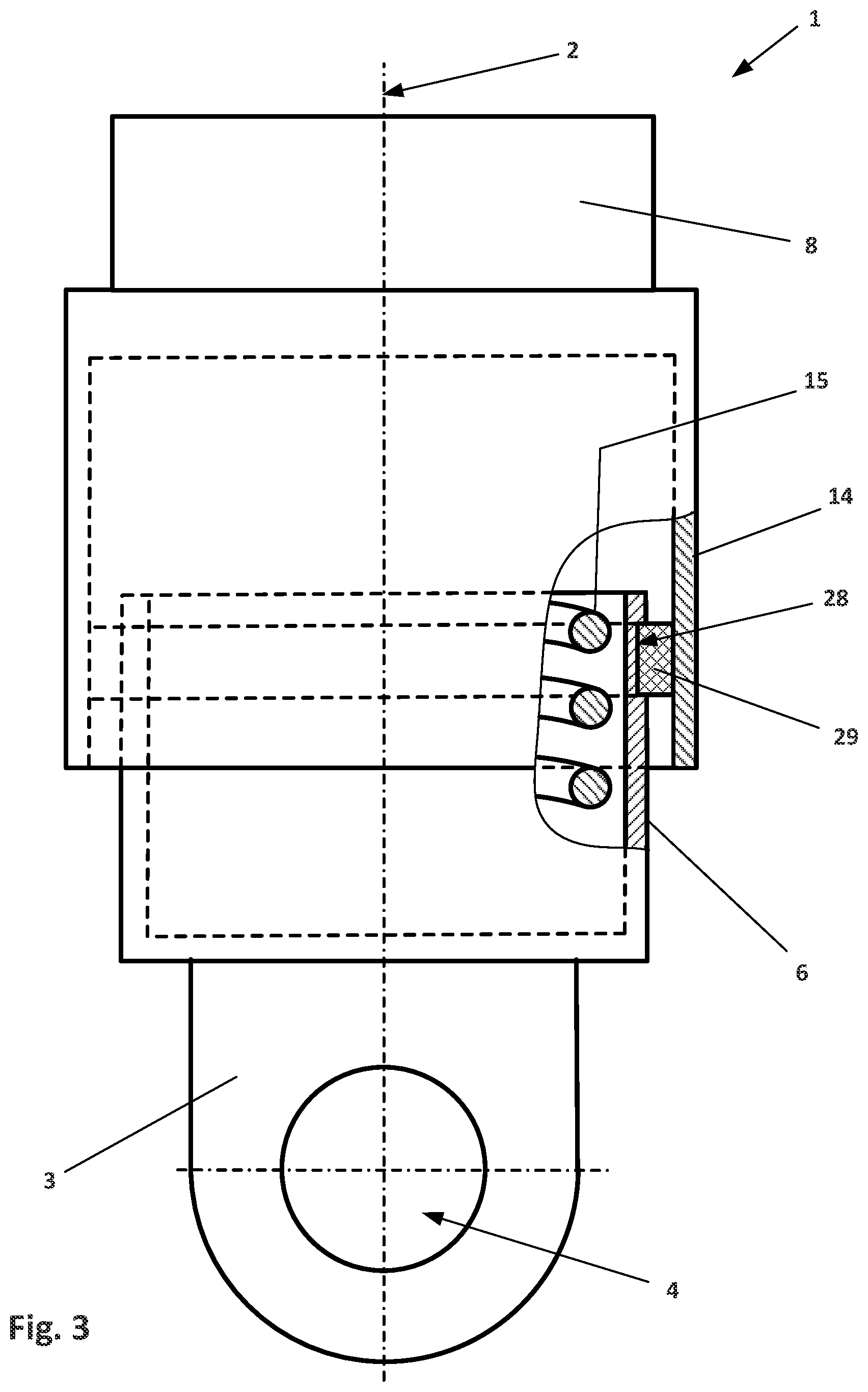 Patent US12297566 Figure 3 – Spring element for upper nipper of a combing machine