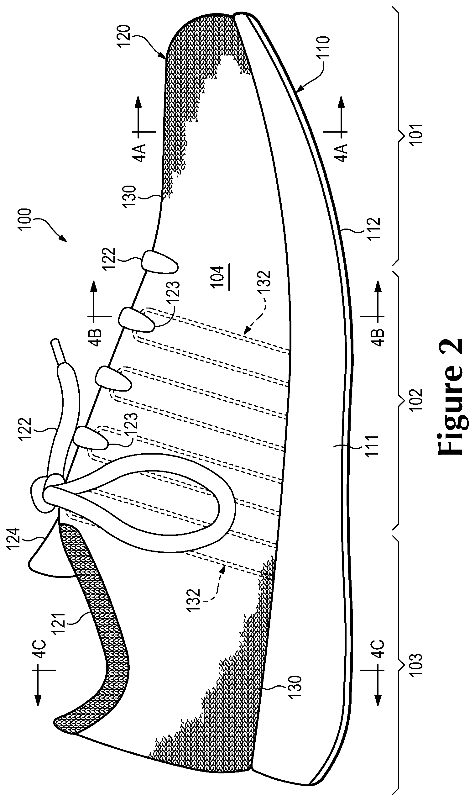 Patent US12297569 Figure 2 – Knitted component and method of manufacturing the same