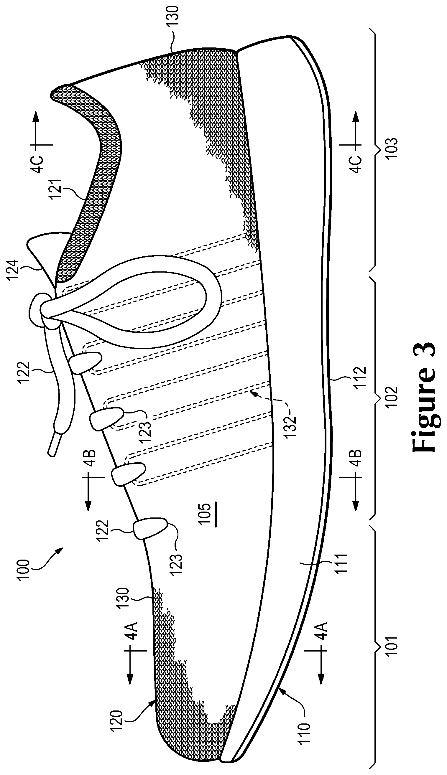 Patent US12297569 Figure 3 – Knitted component and method of manufacturing the same