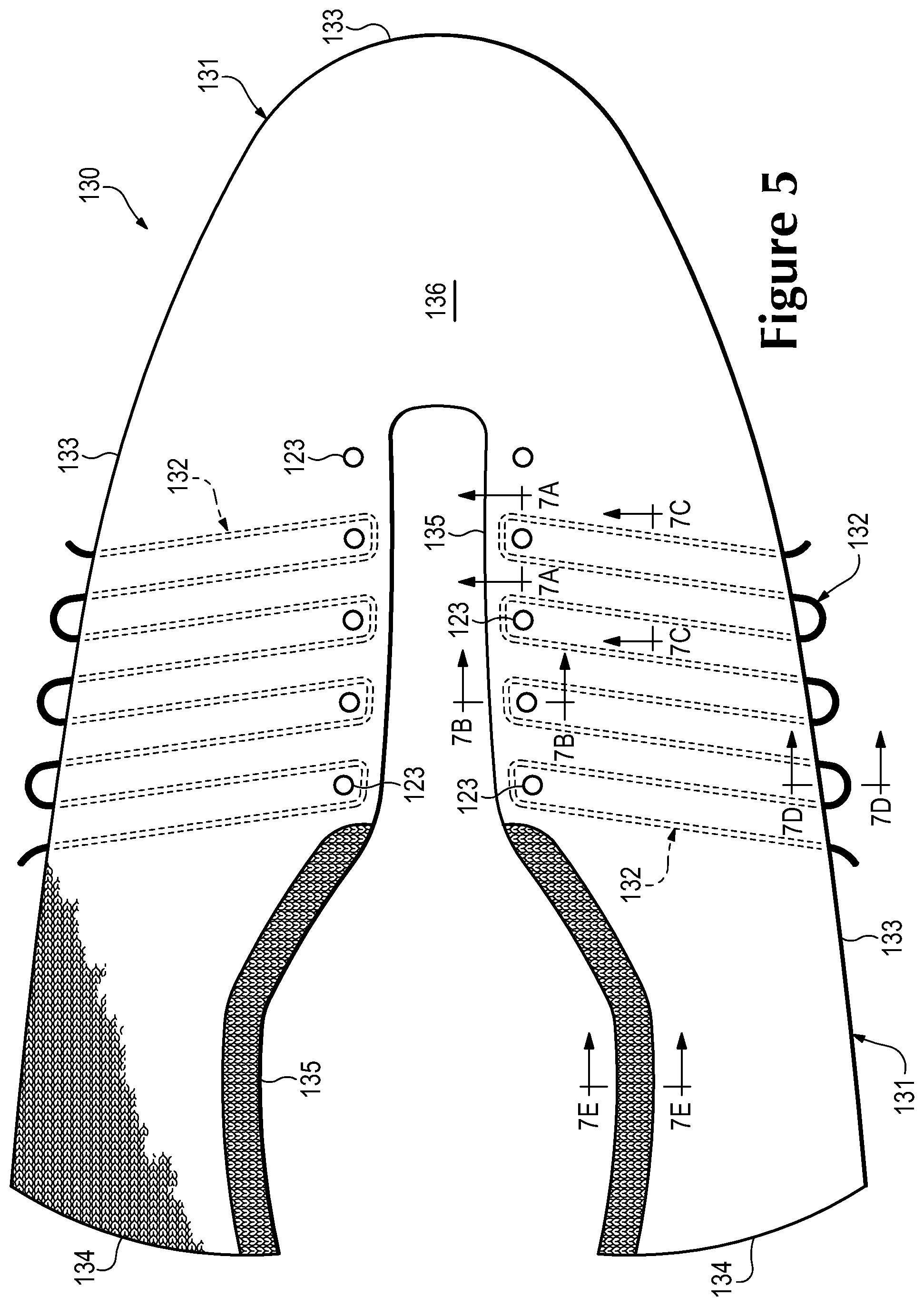 Patent US12297569 Figure 6 – Knitted component and method of manufacturing the same