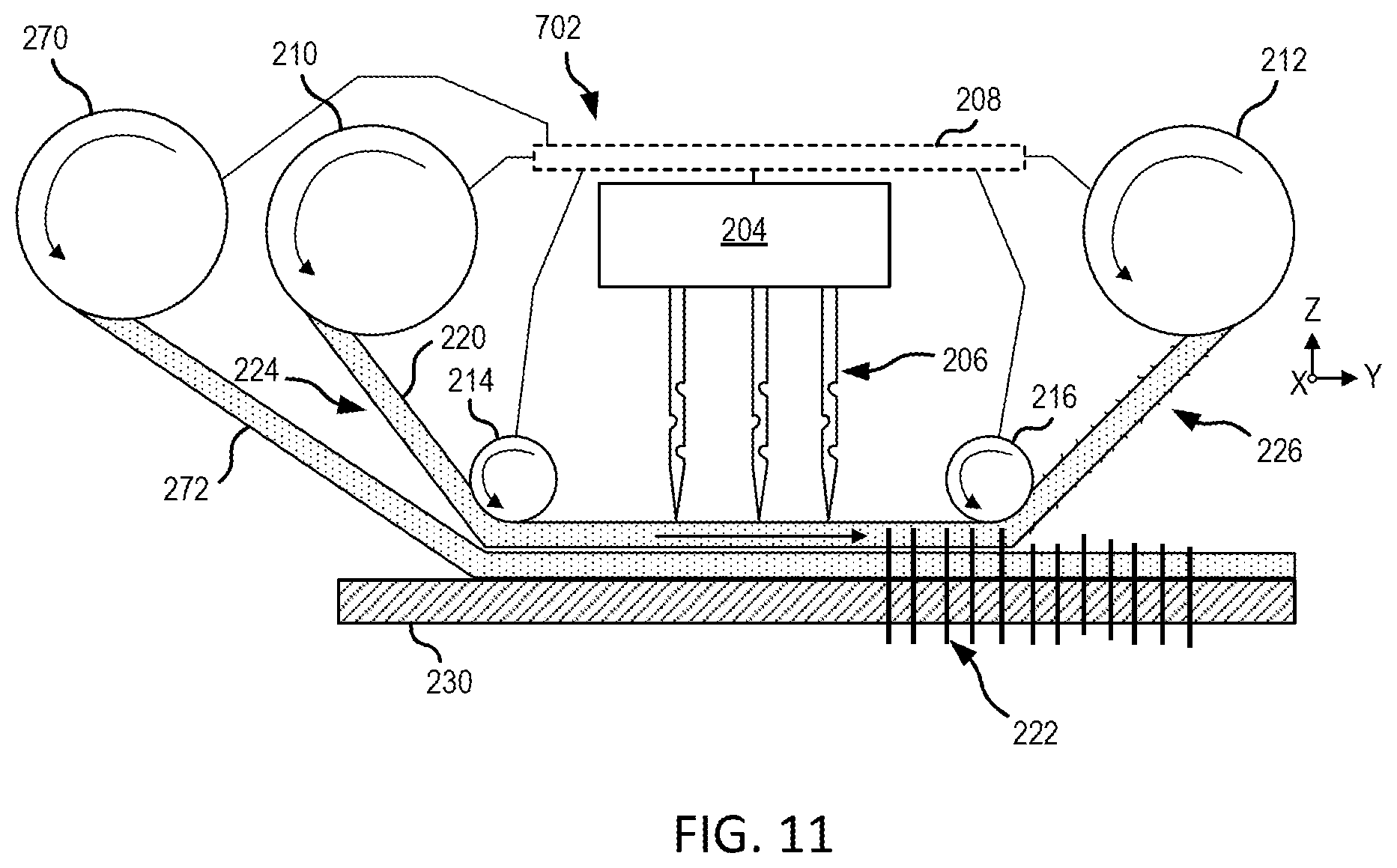 Patent US12297573 Figure 11 – Systems and methods for through thickness reinforcement using roll-to-roll veil cloth