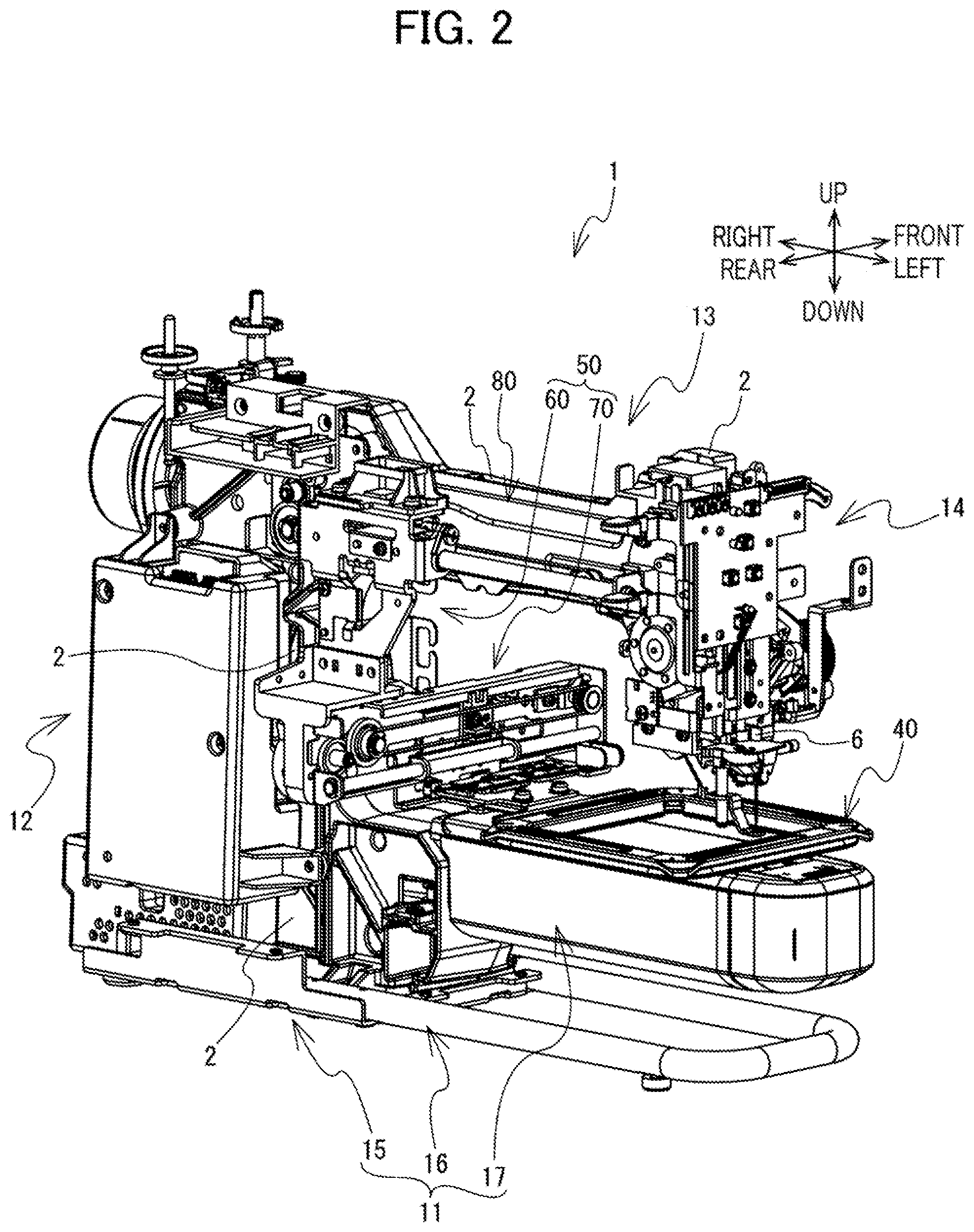 Patent US12297574 Figure 2 – Embroidery sewing machine including carriage for moving embroidery frame attached thereto