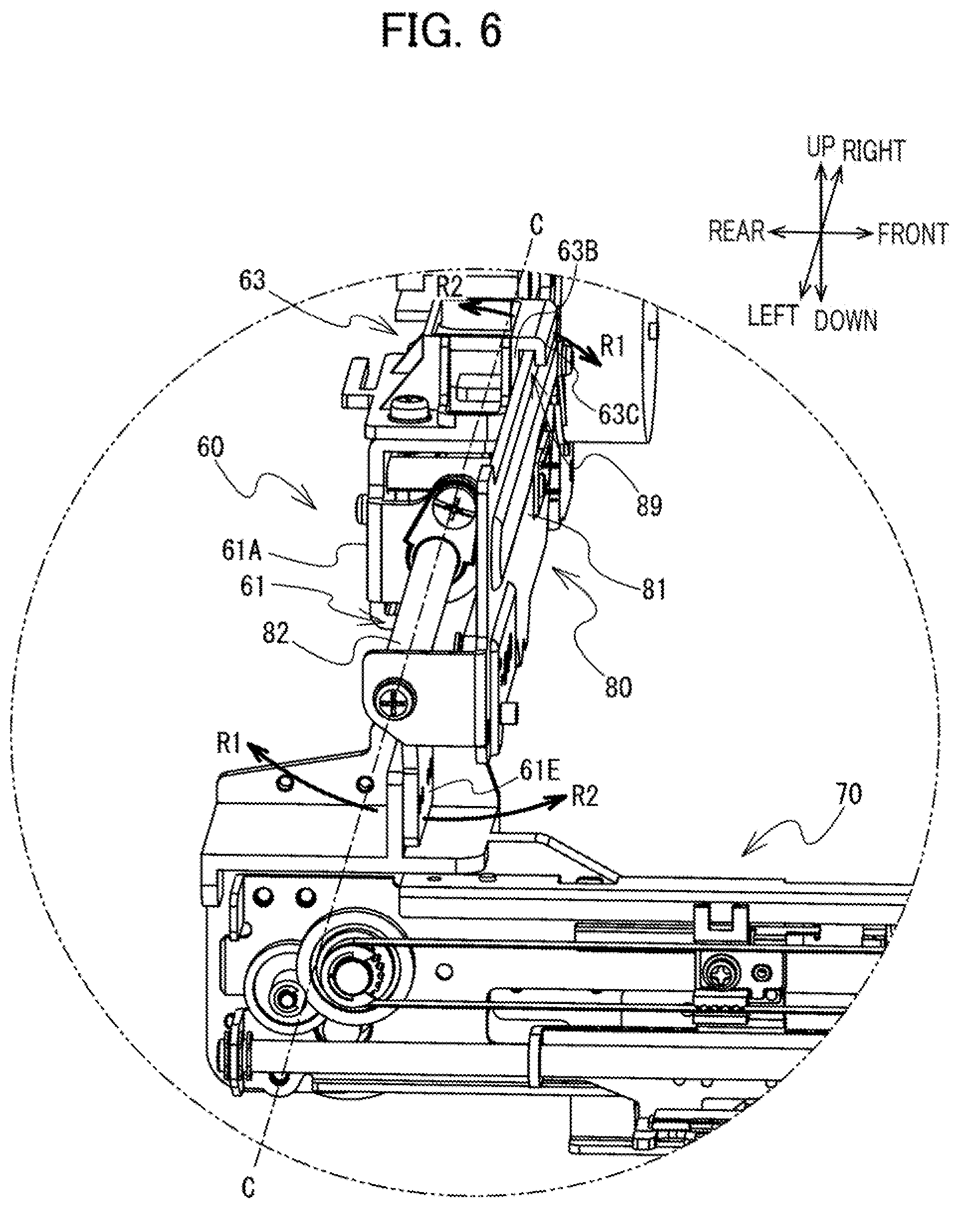 Patent US12297574 Figure 6 – Embroidery sewing machine including carriage for moving embroidery frame attached thereto