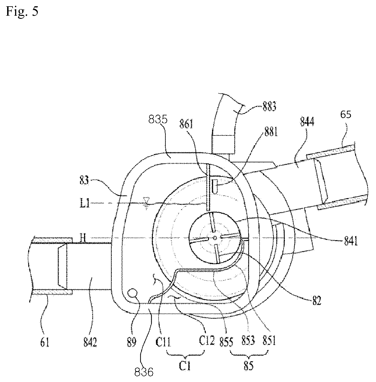 Patent US12297579 Figure 5 – Clothing treatment apparatus