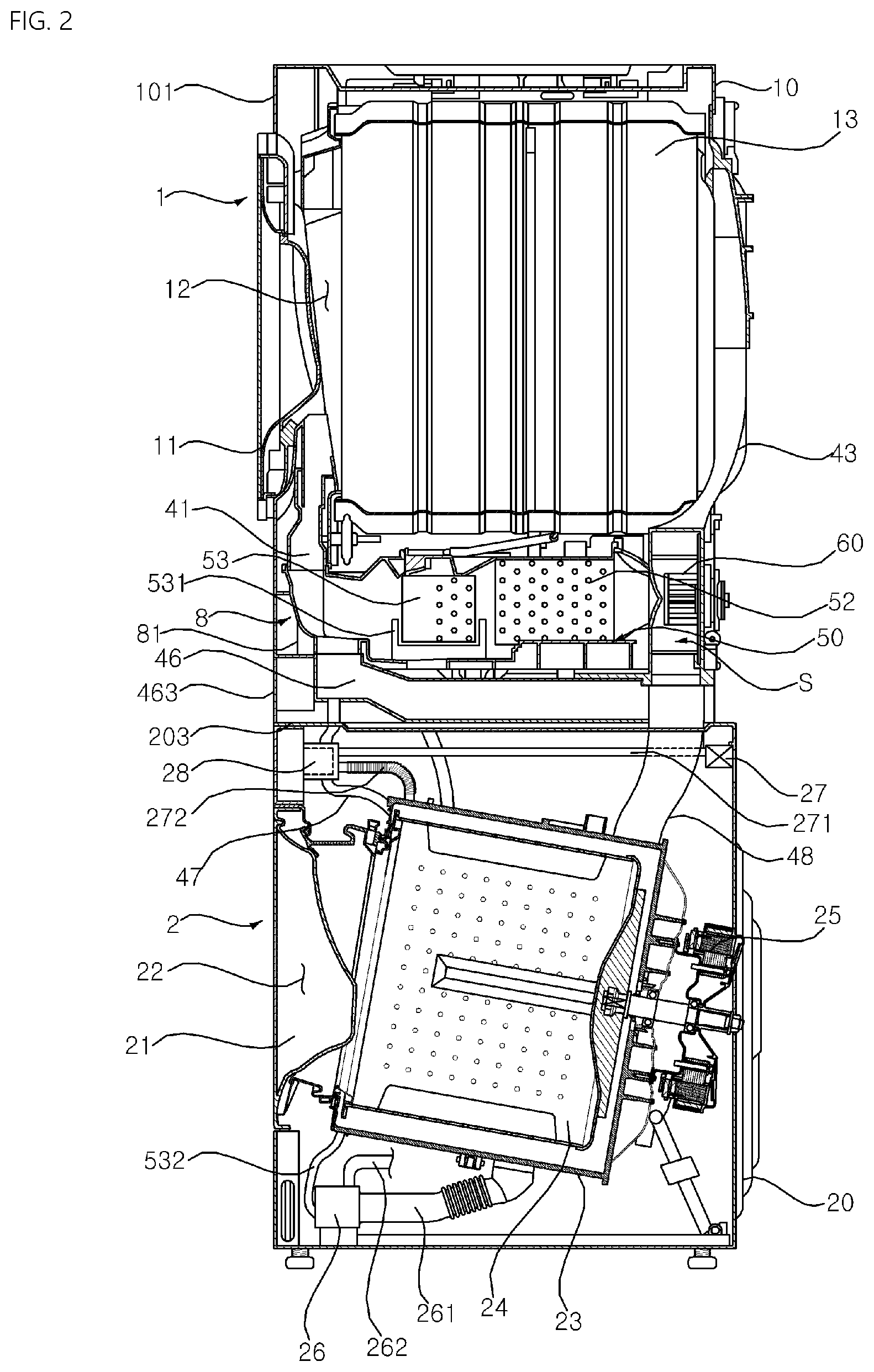 Patent US12297582 Figure 2 – Laundry treating apparatus