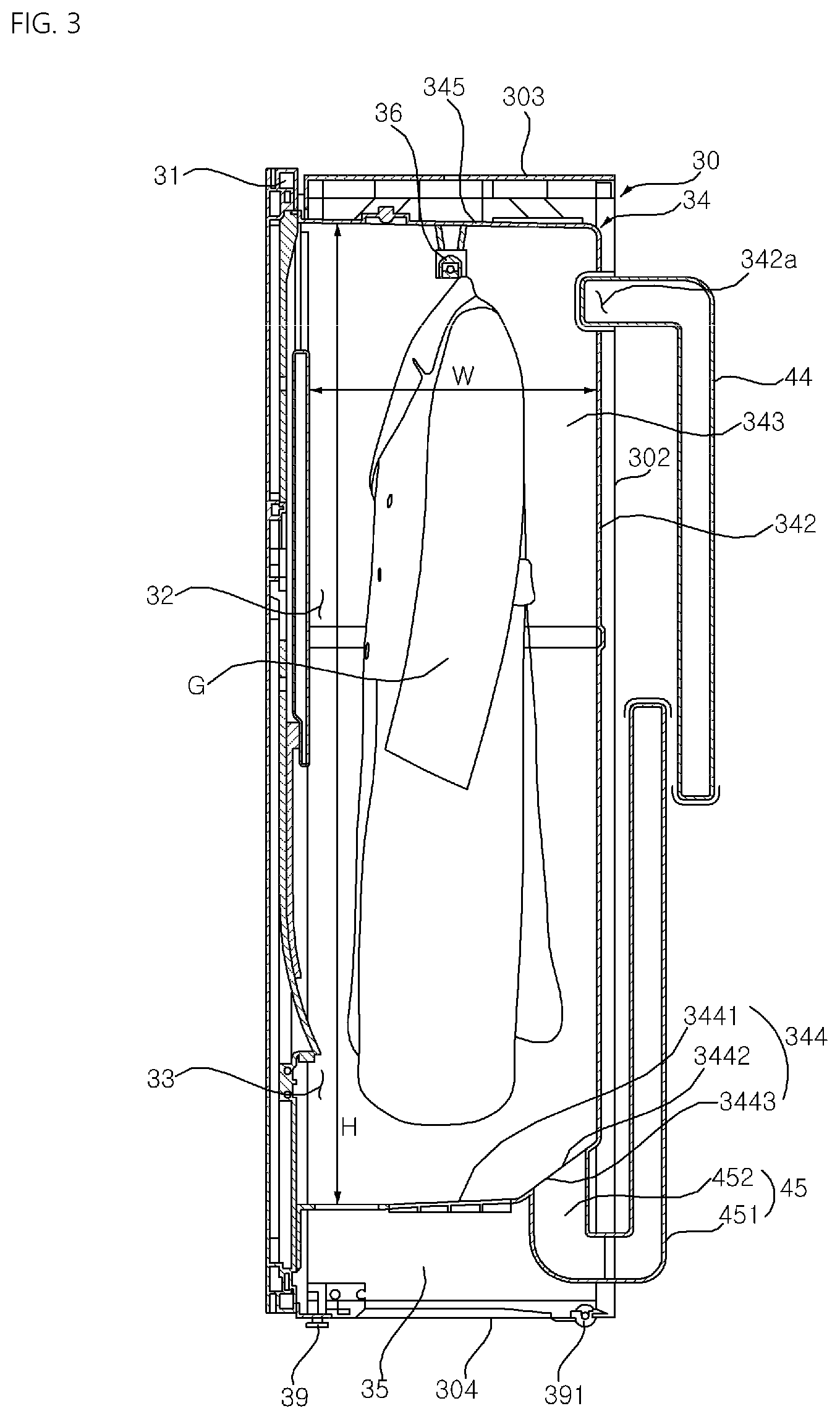 Patent US12297582 Figure 3 – Laundry treating apparatus