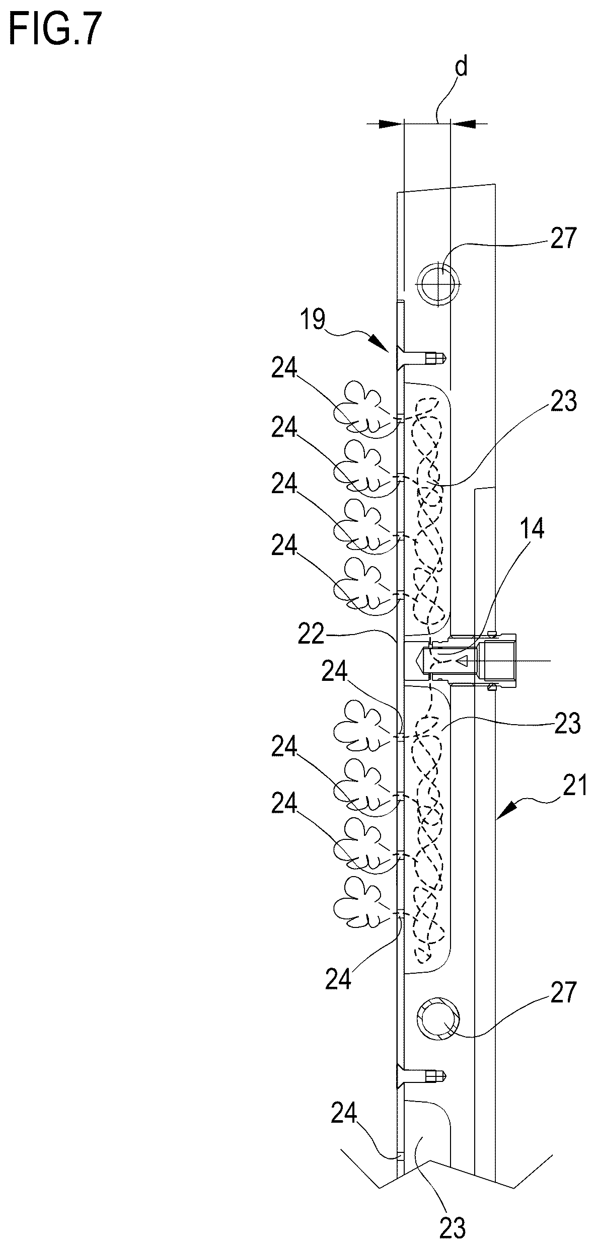 Patent US12297587 Figure 7 – Finishing tunnel for ironing dry garments and similar products