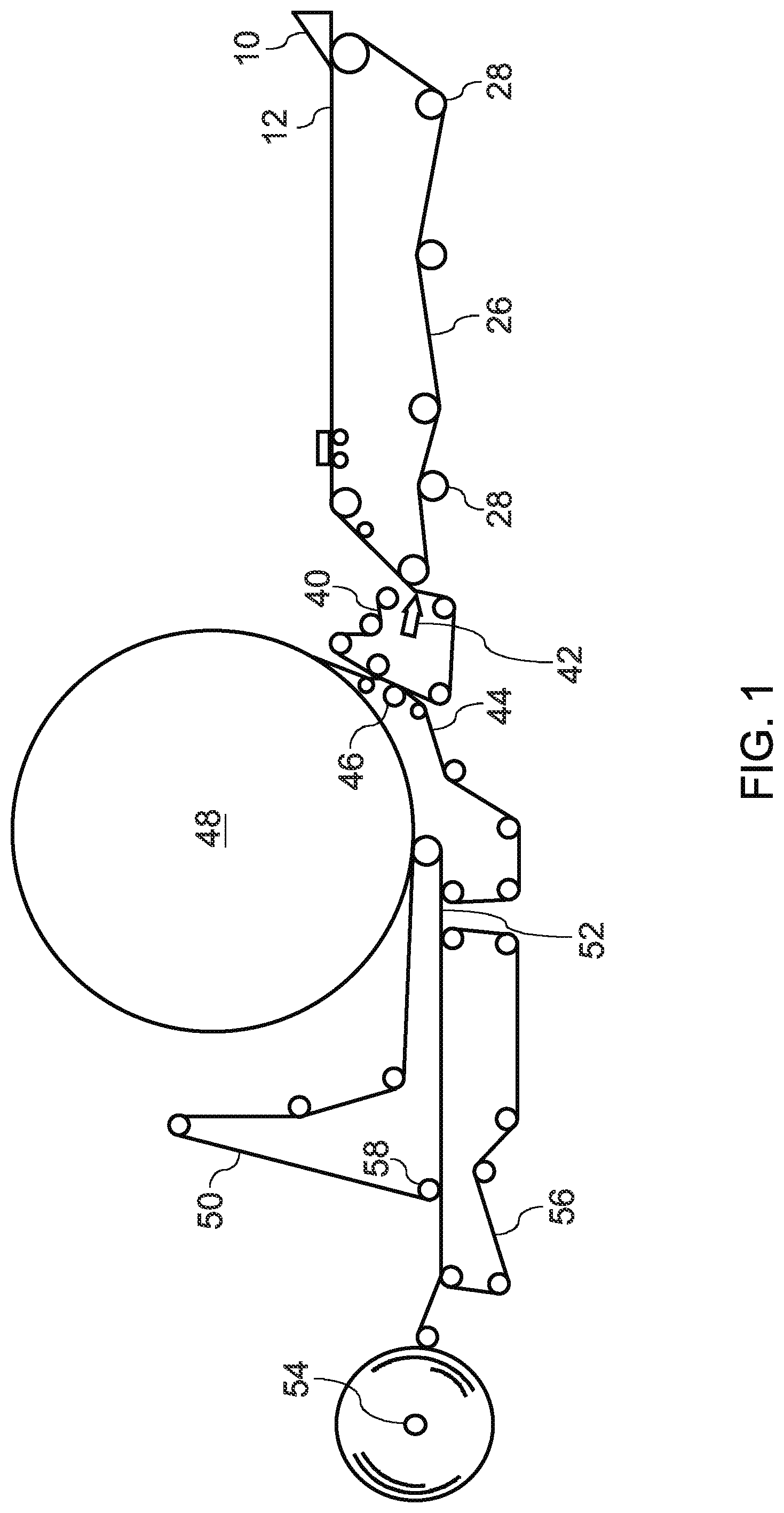 Patent US12297599 Figure 1 – Process and system for reorienting fibers in a foam forming process