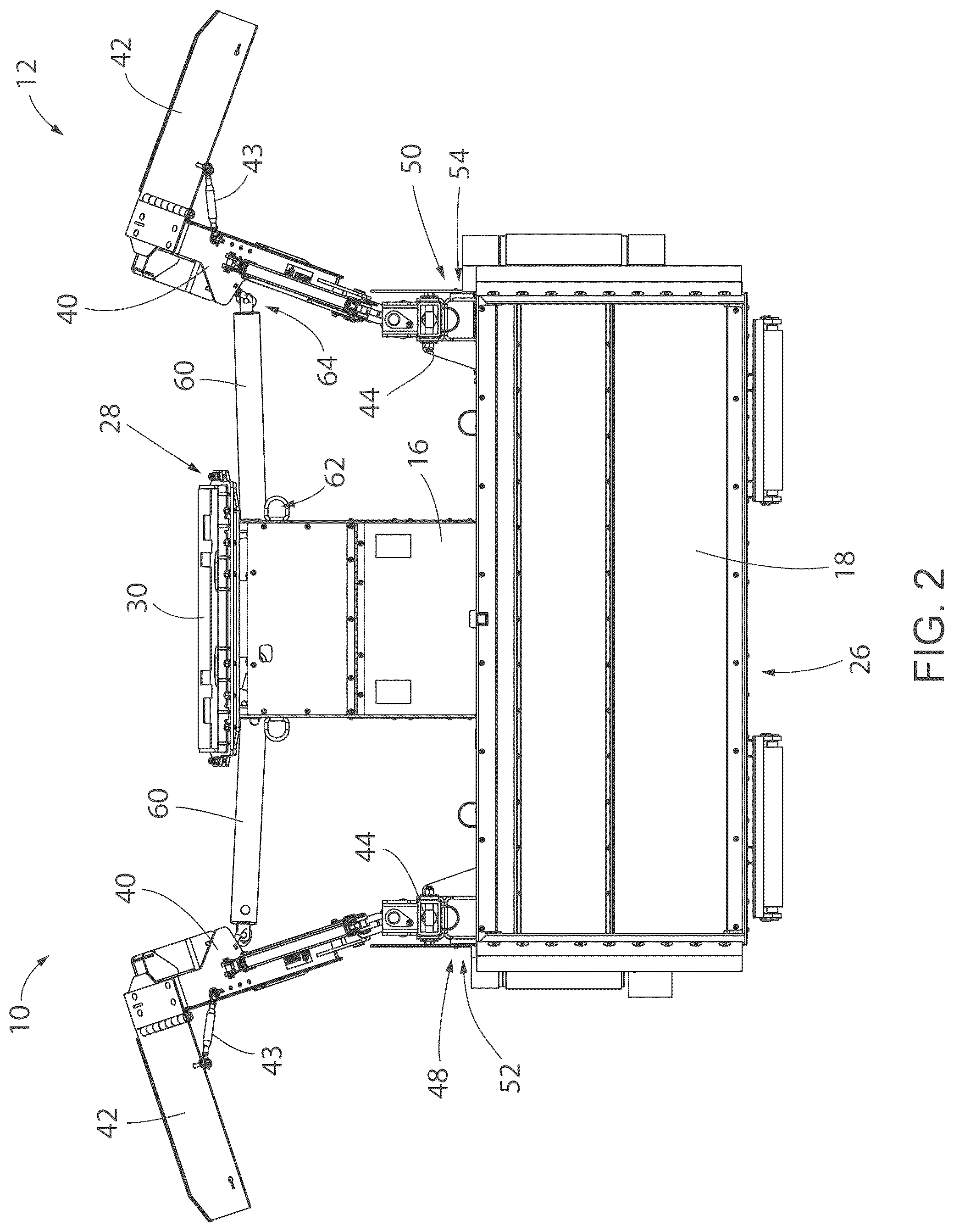 Patent US12297606 Figure 2 – Aggregate spreading device with spreader system