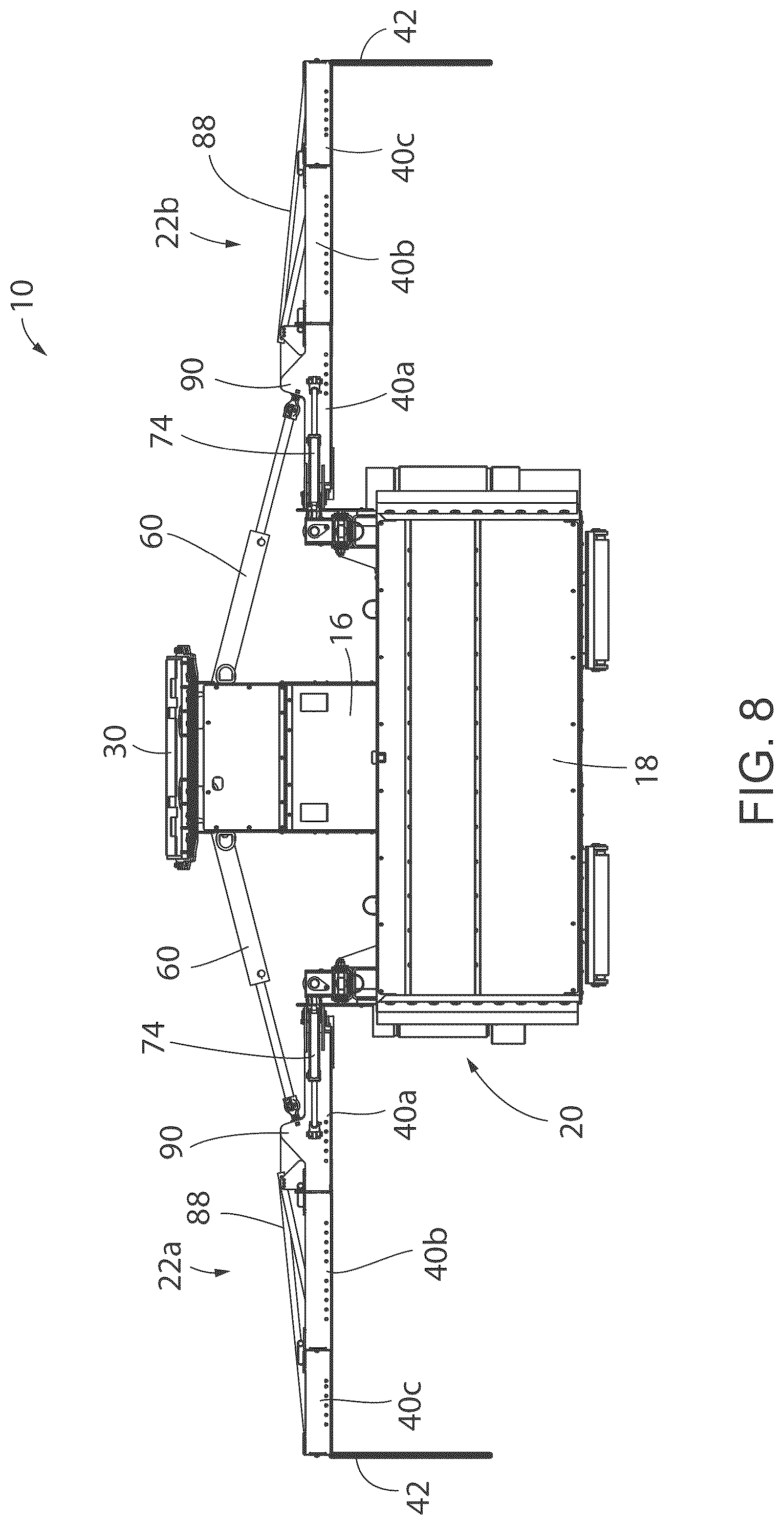 Patent US12297606 Figure 8 – Aggregate spreading device with spreader system