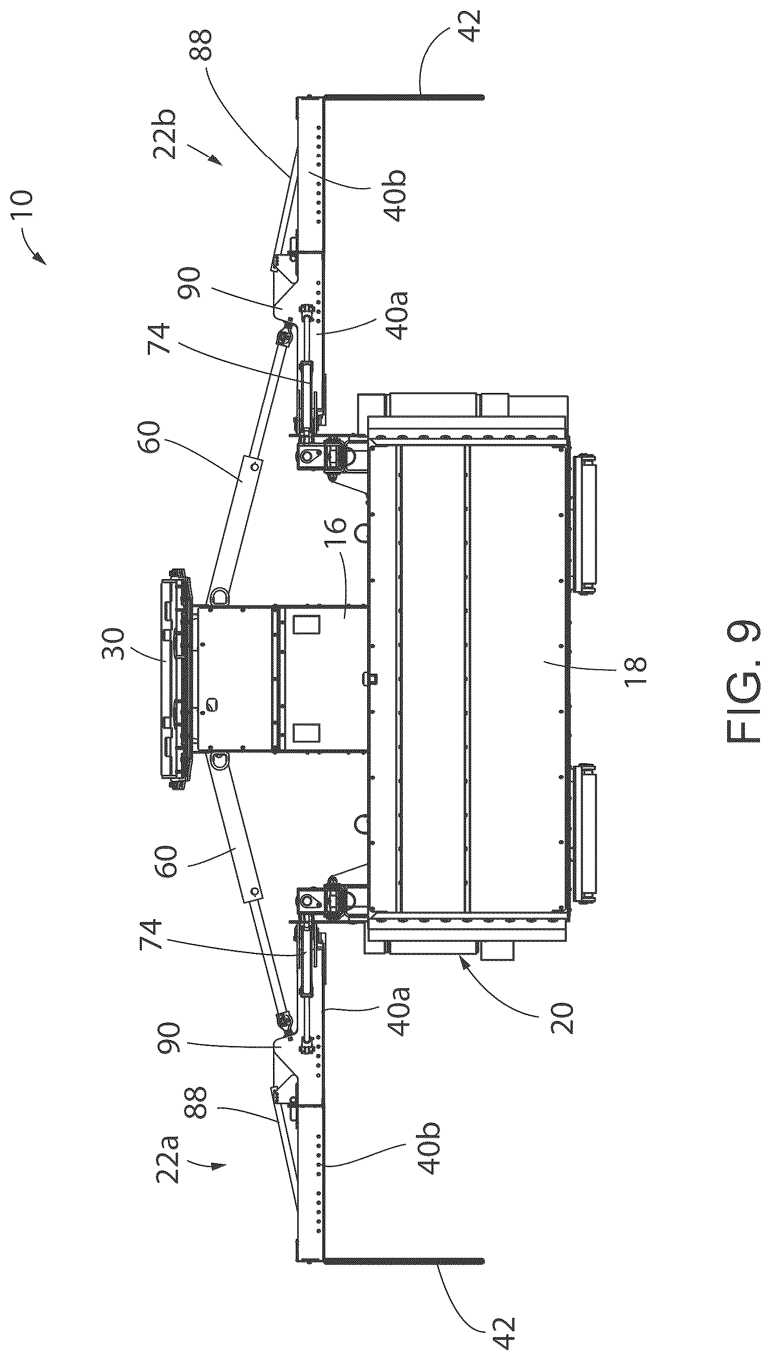 Patent US12297606 Figure 9 – Aggregate spreading device with spreader system