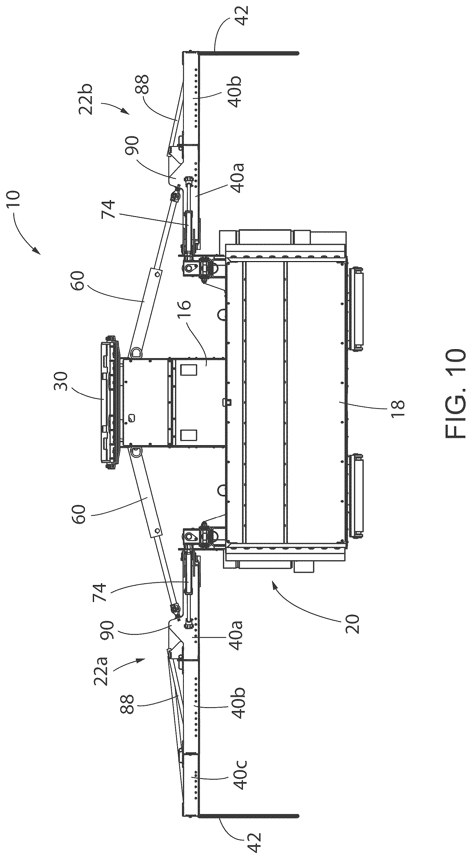 Patent US12297606 Figure 10 – Aggregate spreading device with spreader system