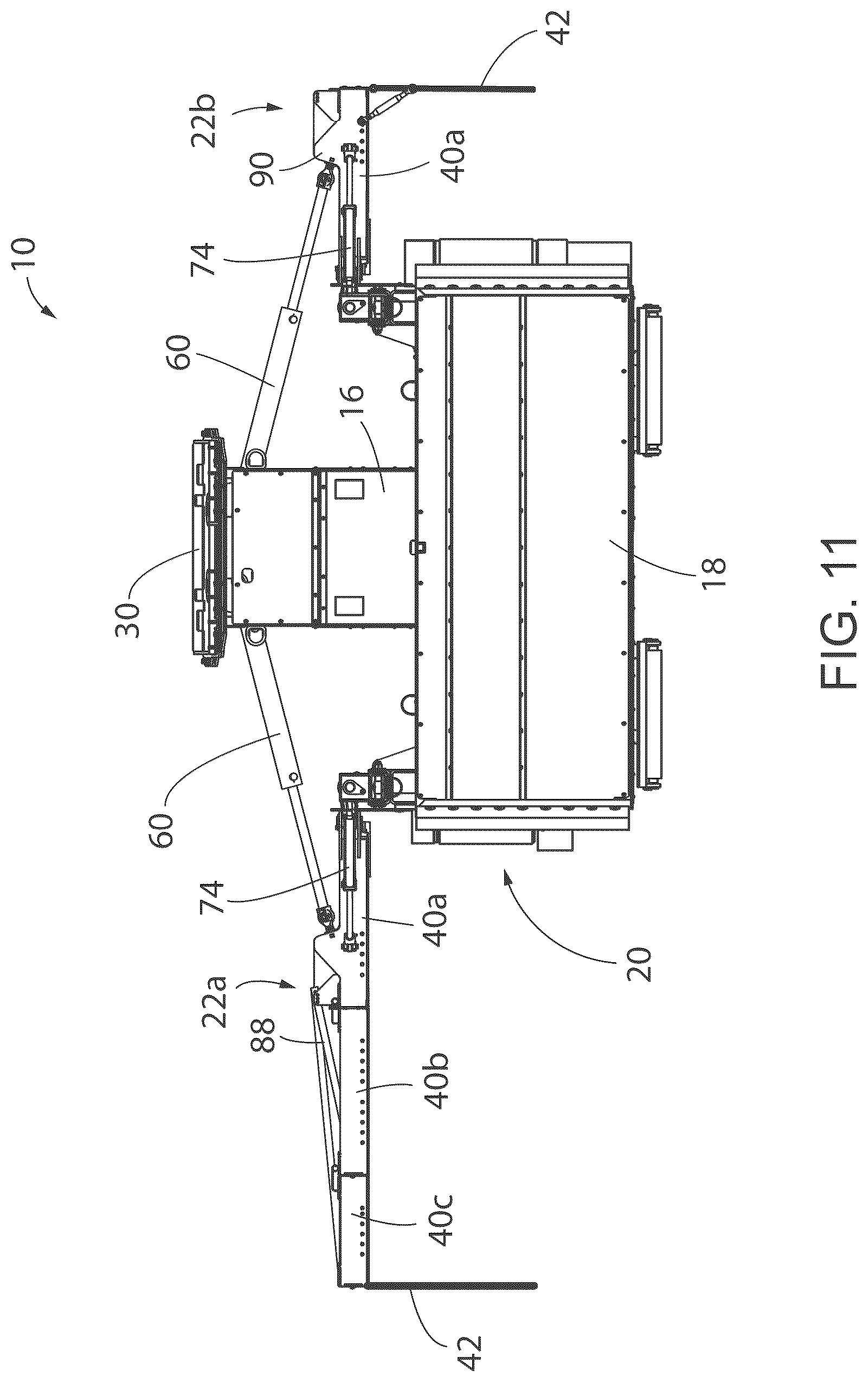 Patent US12297606 Figure 11 – Aggregate spreading device with spreader system