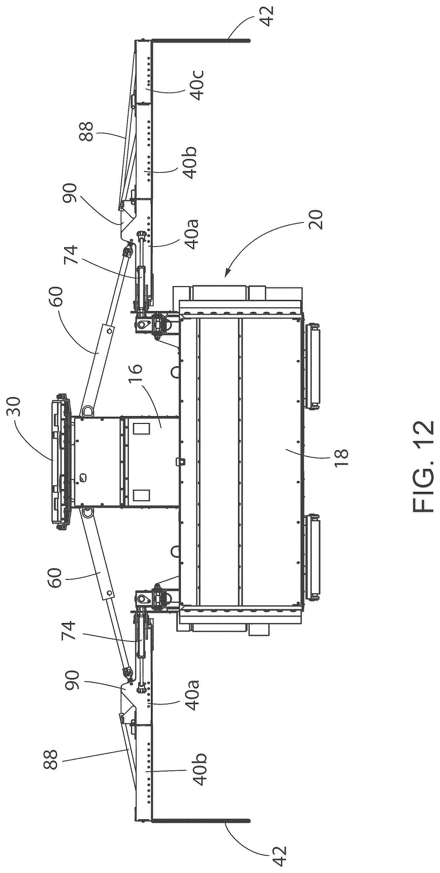 Patent US12297606 Figure 12 – Aggregate spreading device with spreader system