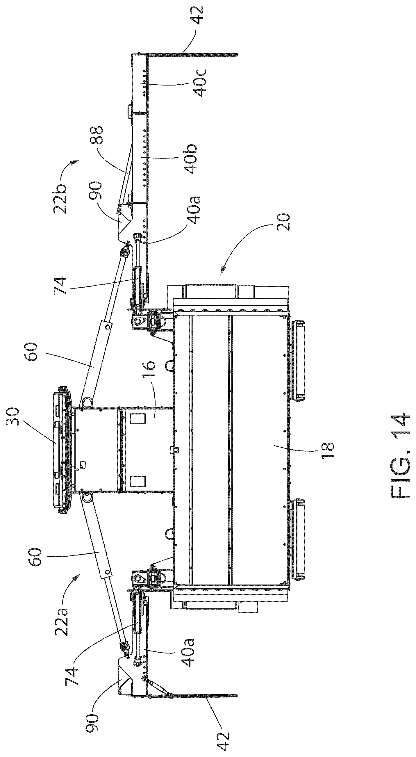 Patent US12297606 Figure 14 – Aggregate spreading device with spreader system