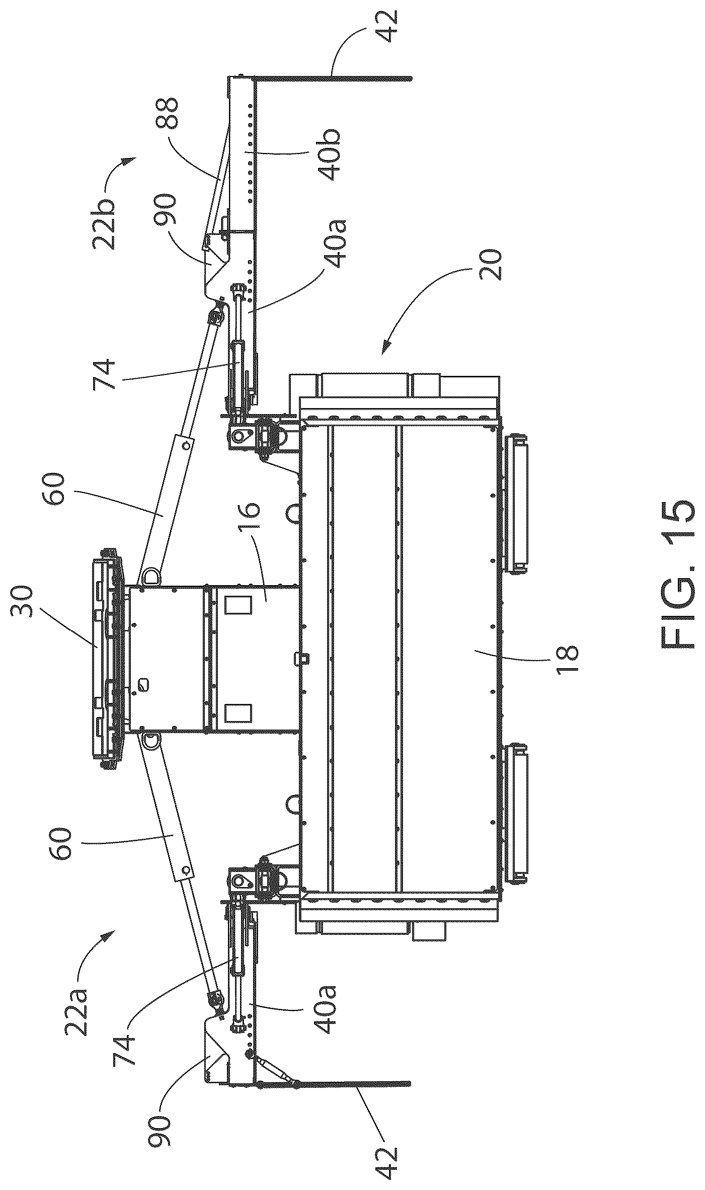 Patent US12297606 Figure 15 – Aggregate spreading device with spreader system