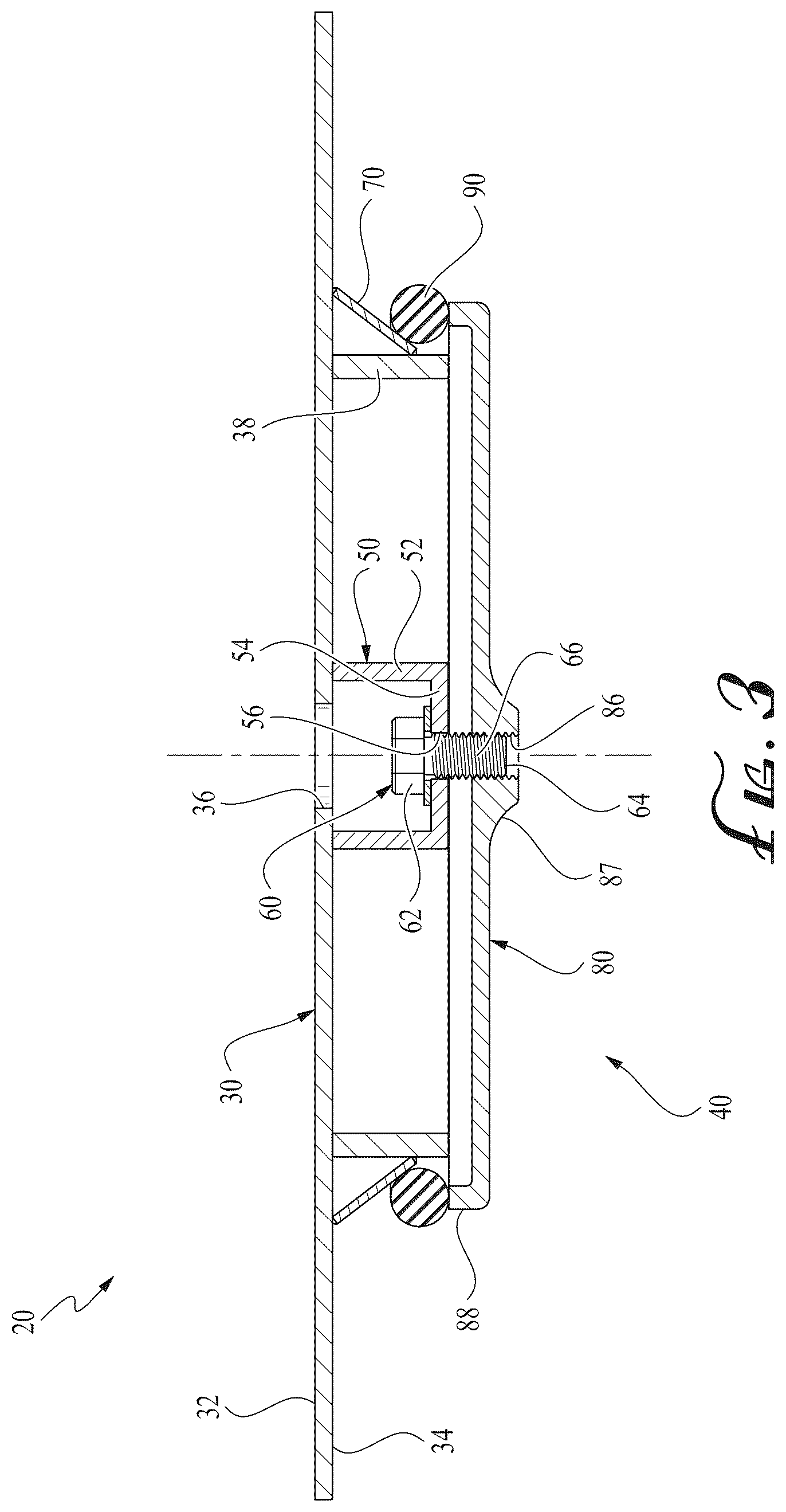 Patent US12297608 Figure 2 – Selectively frictionally engaged hole cover